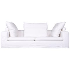 Used Flexform Poggiolungo Designer Fabric Sofa White Three-Seat Couch