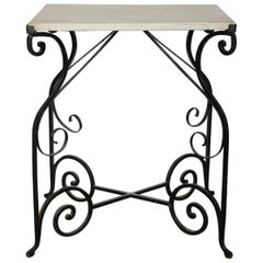 Antique French Wrought Iron and Marble Table