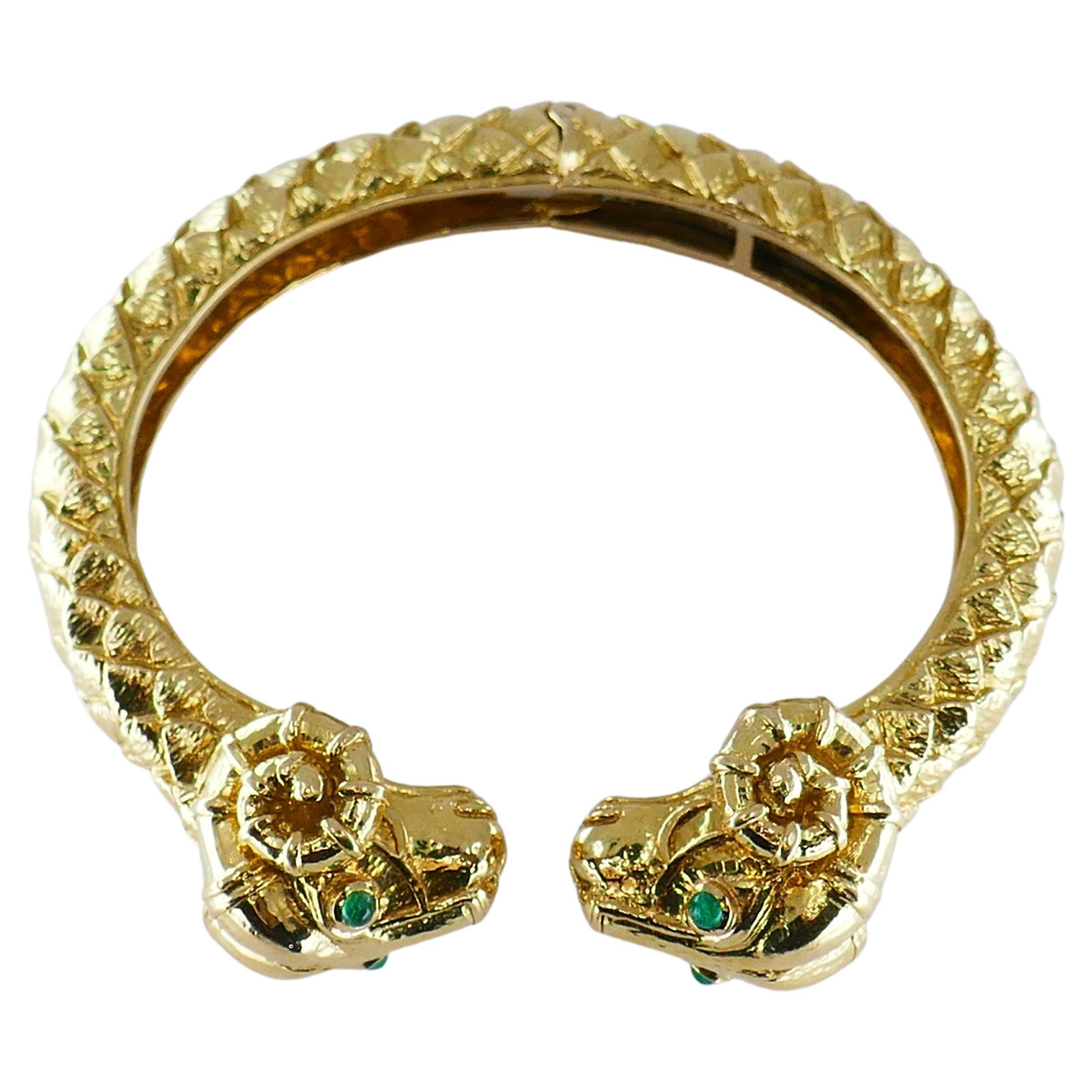 Cabochon David Webb Ram Aries Bracelet Gold Emerald For Sale