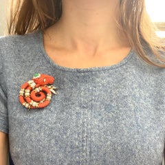 David Webb "Ram's Head" Coral Brooch