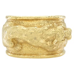 David Webb Repousse Leopard Cuff Bracelet