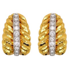DAVID WEBB Orecchini con diamanti in oro a coste