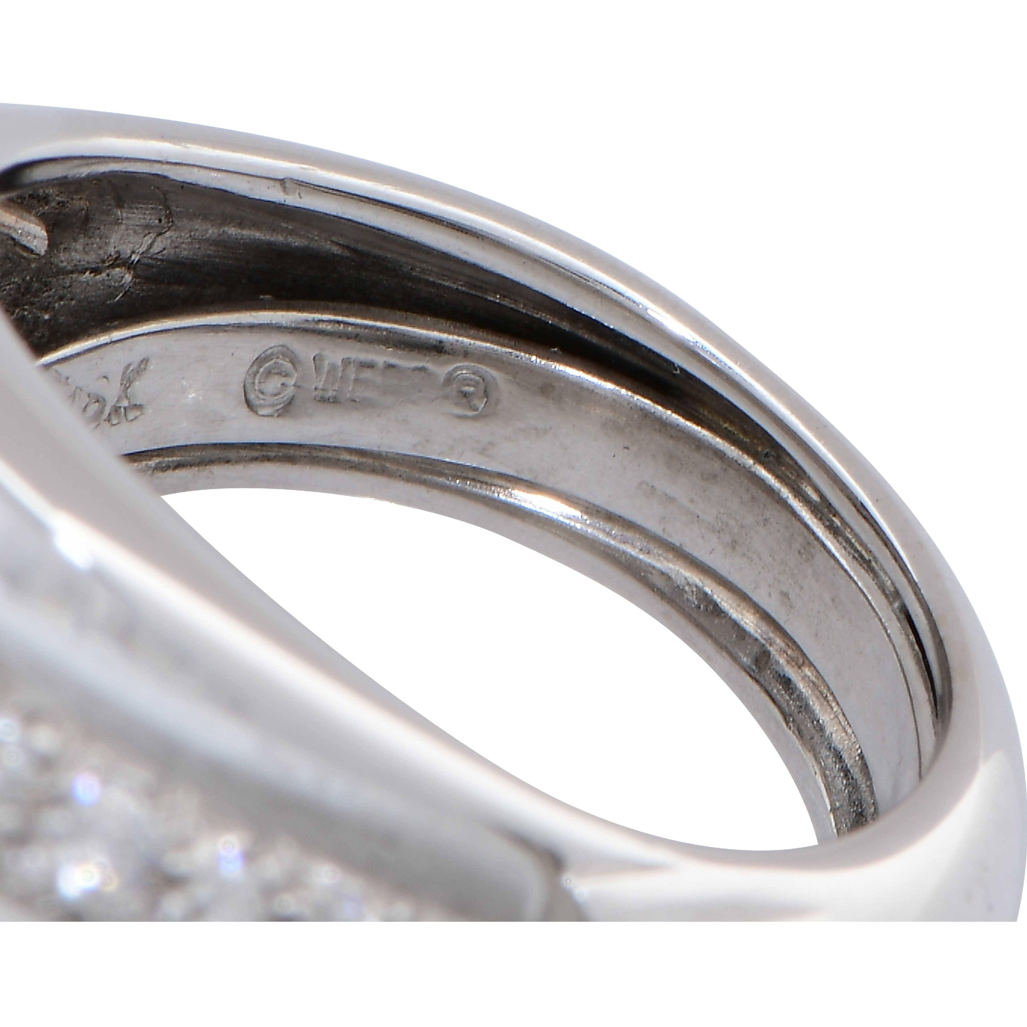 Modern David Webb Rock Crystal and Diamond 18 Karat White Gold Ring For Sale