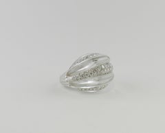 David Webb Bague en cristal de roche et diamant en or blanc 18 carats