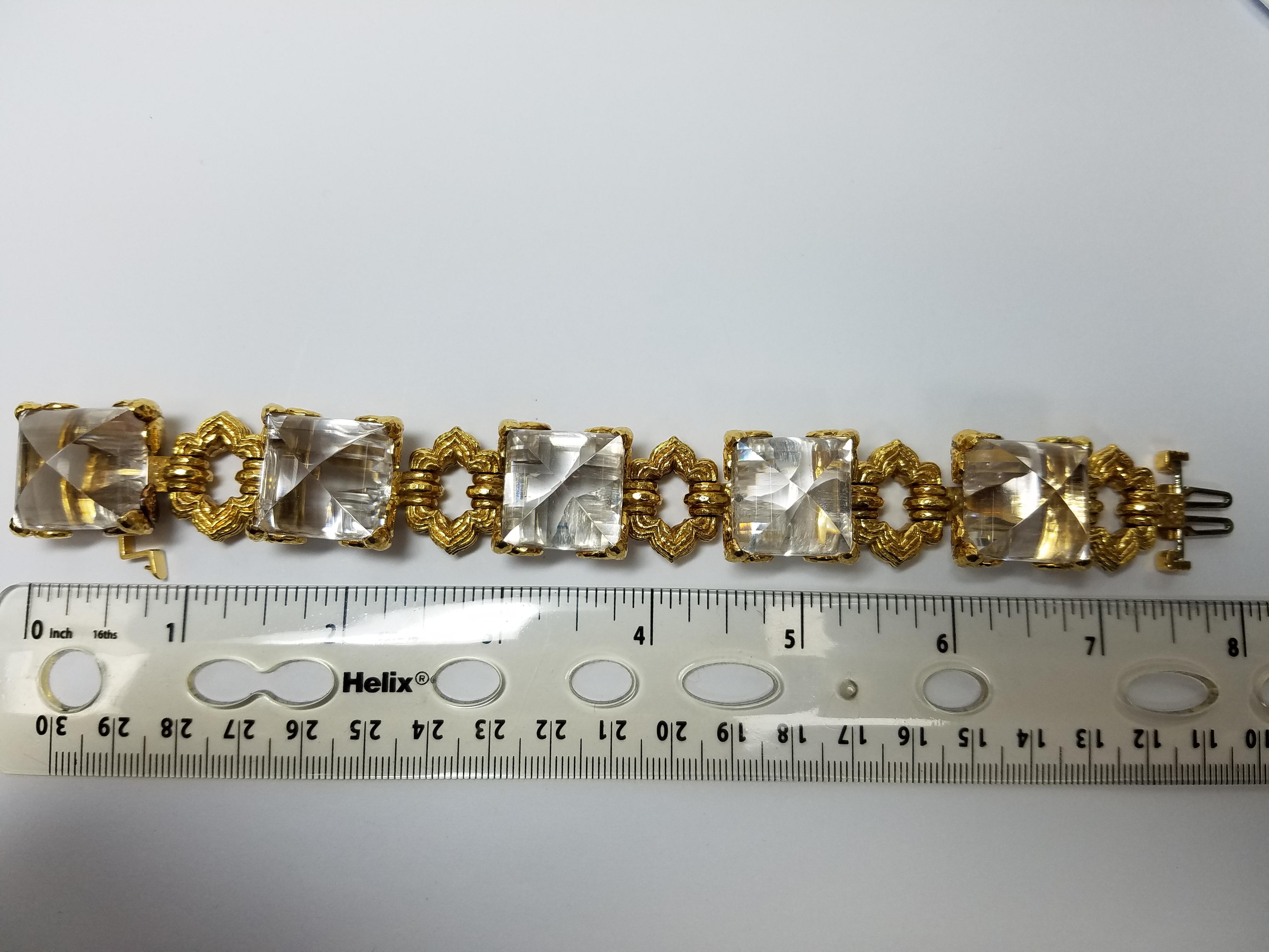 David Webb Rock Crystal and Gold Bracelet 1