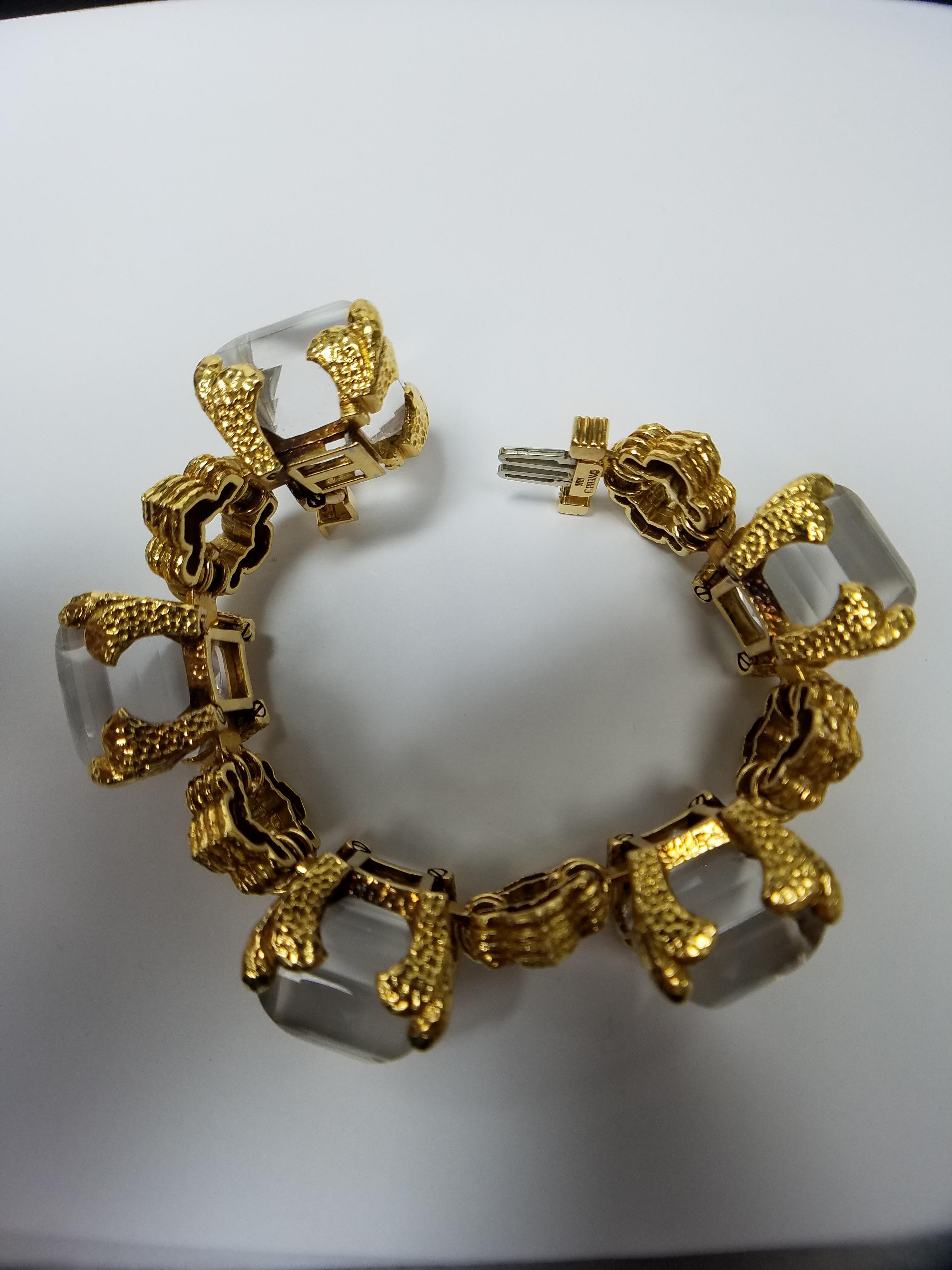 David Webb Rock Crystal and Gold Bracelet 2