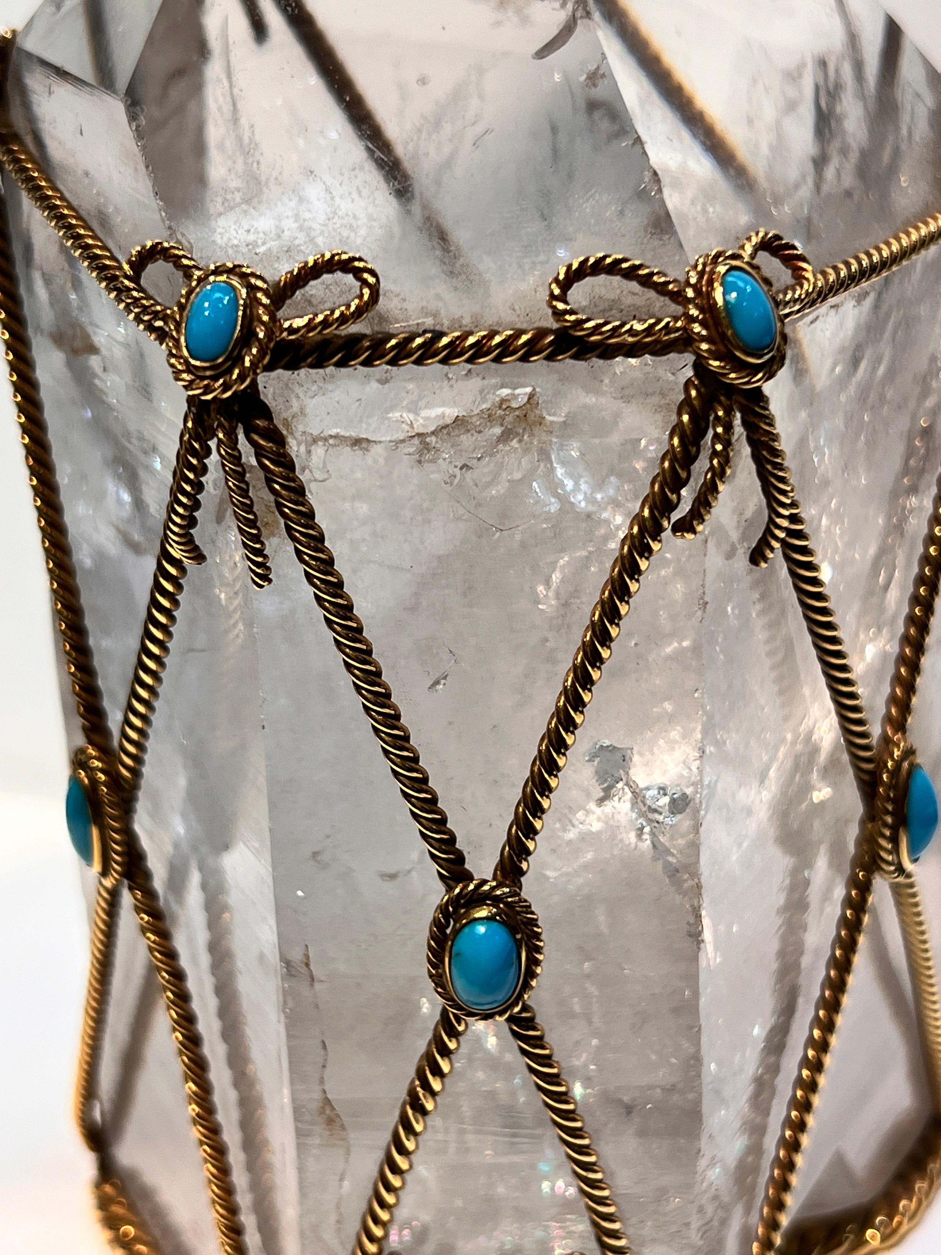 Objet de bureau en cristal de roche et turquoise David Webb en vente 8