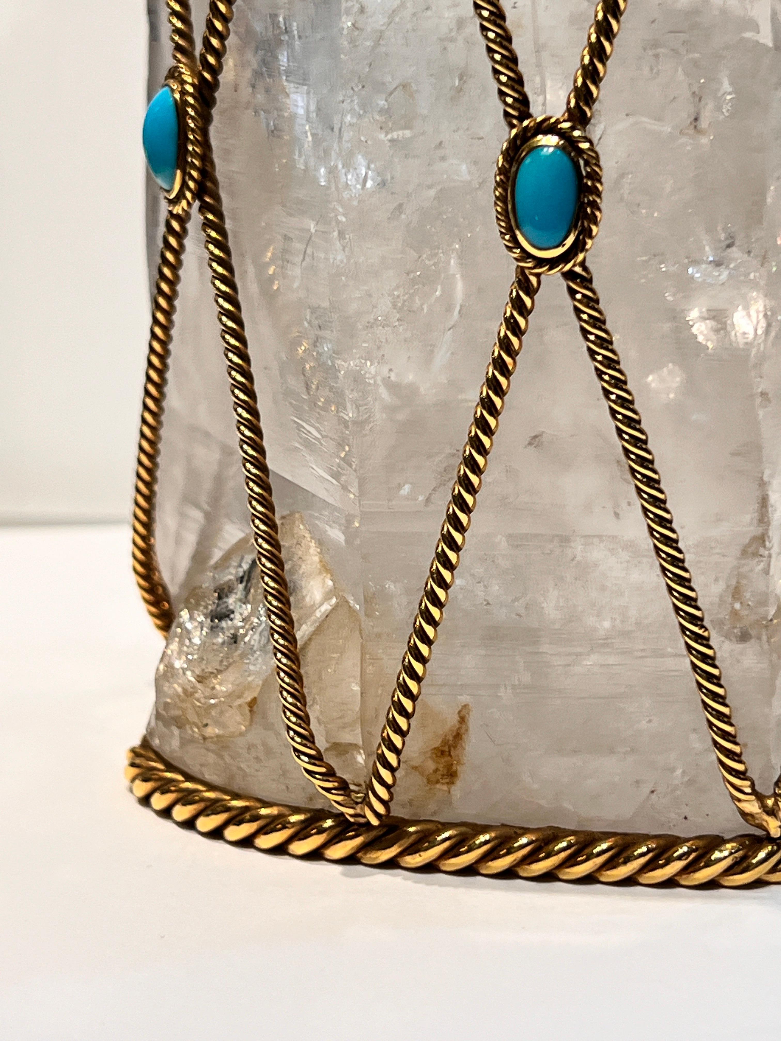 Objet de bureau en cristal de roche et turquoise David Webb en vente 11