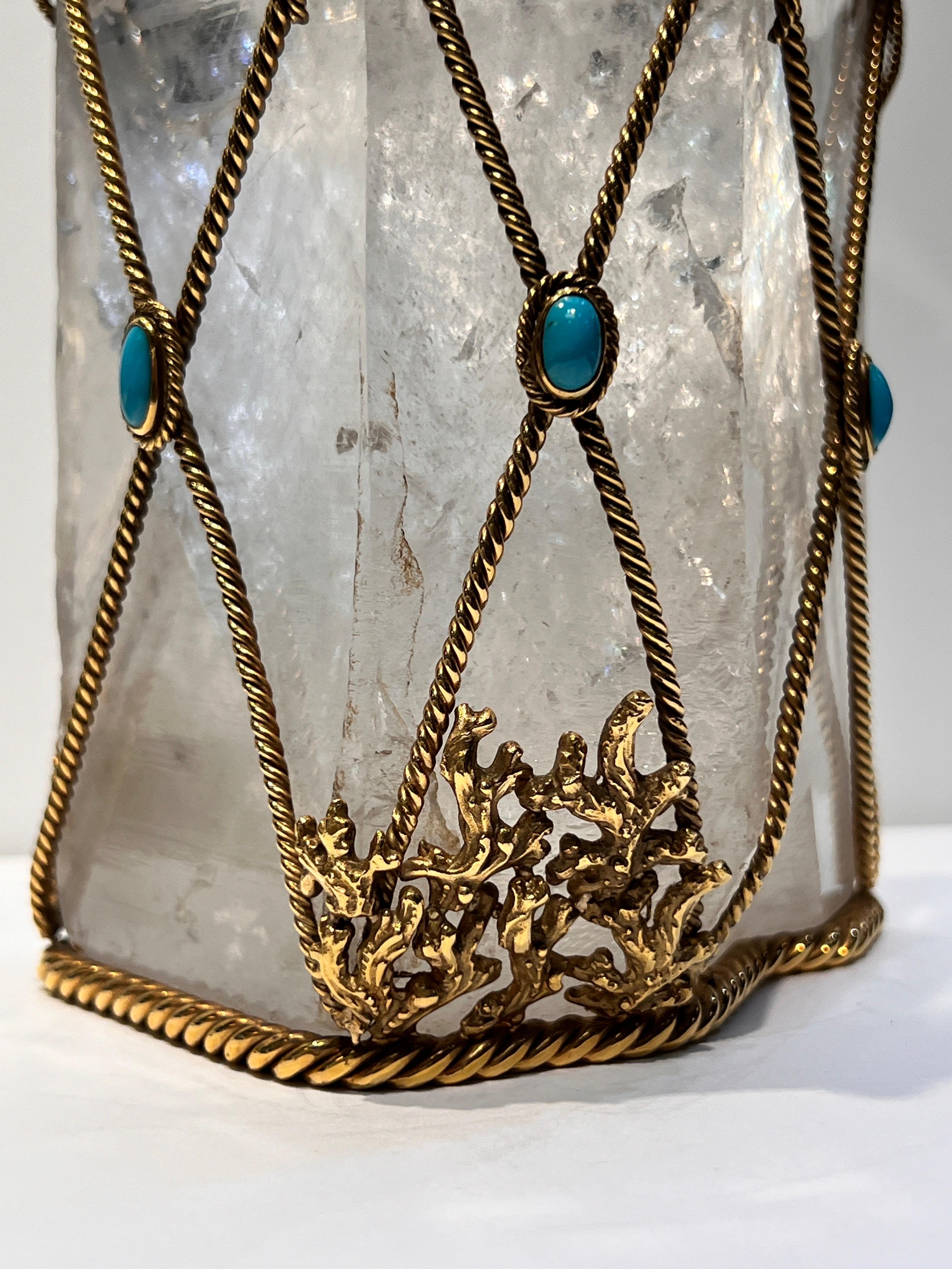Objet de bureau en cristal de roche et turquoise David Webb en vente 12