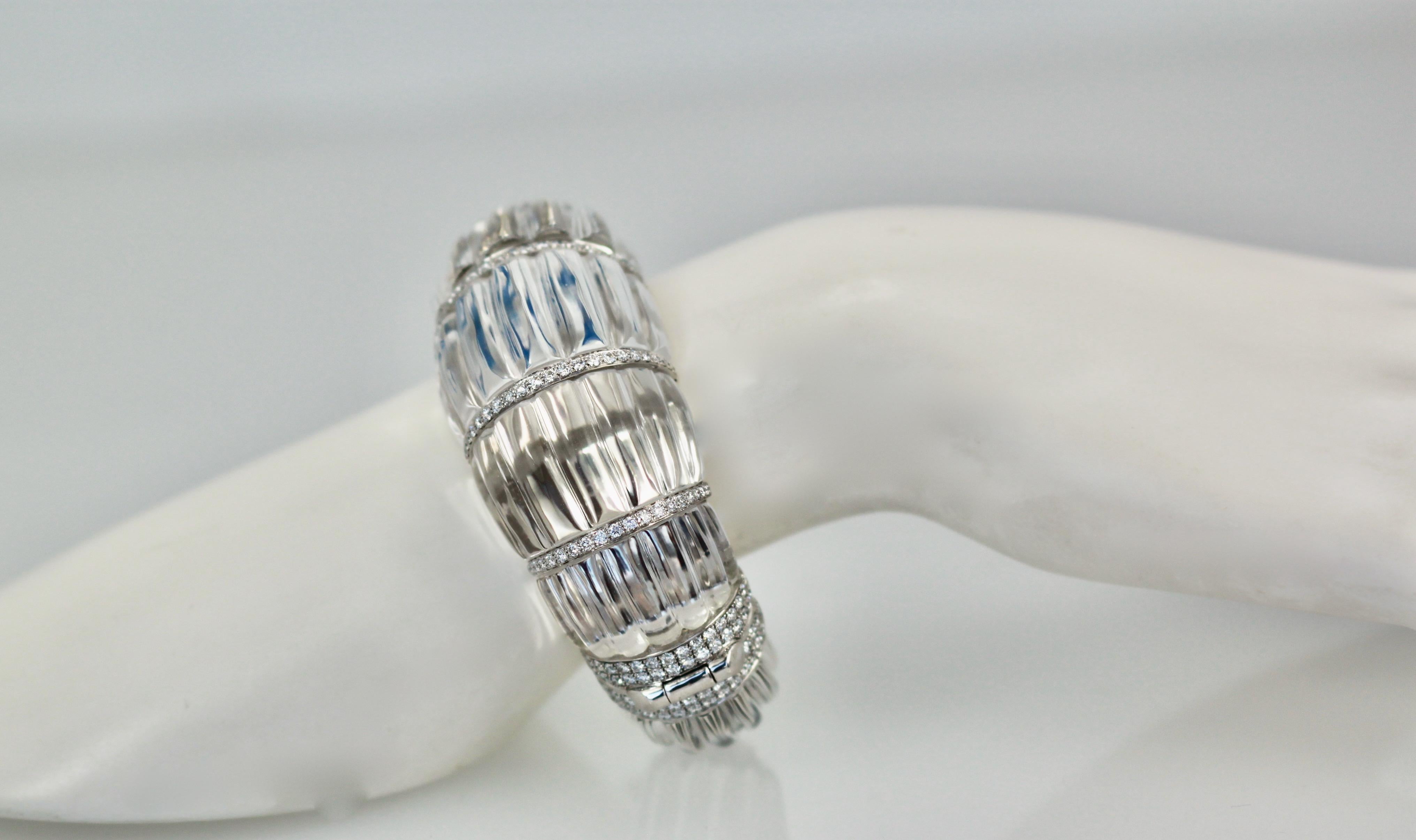 David Webb Rock Crystal Bracelet with Diamonds 5