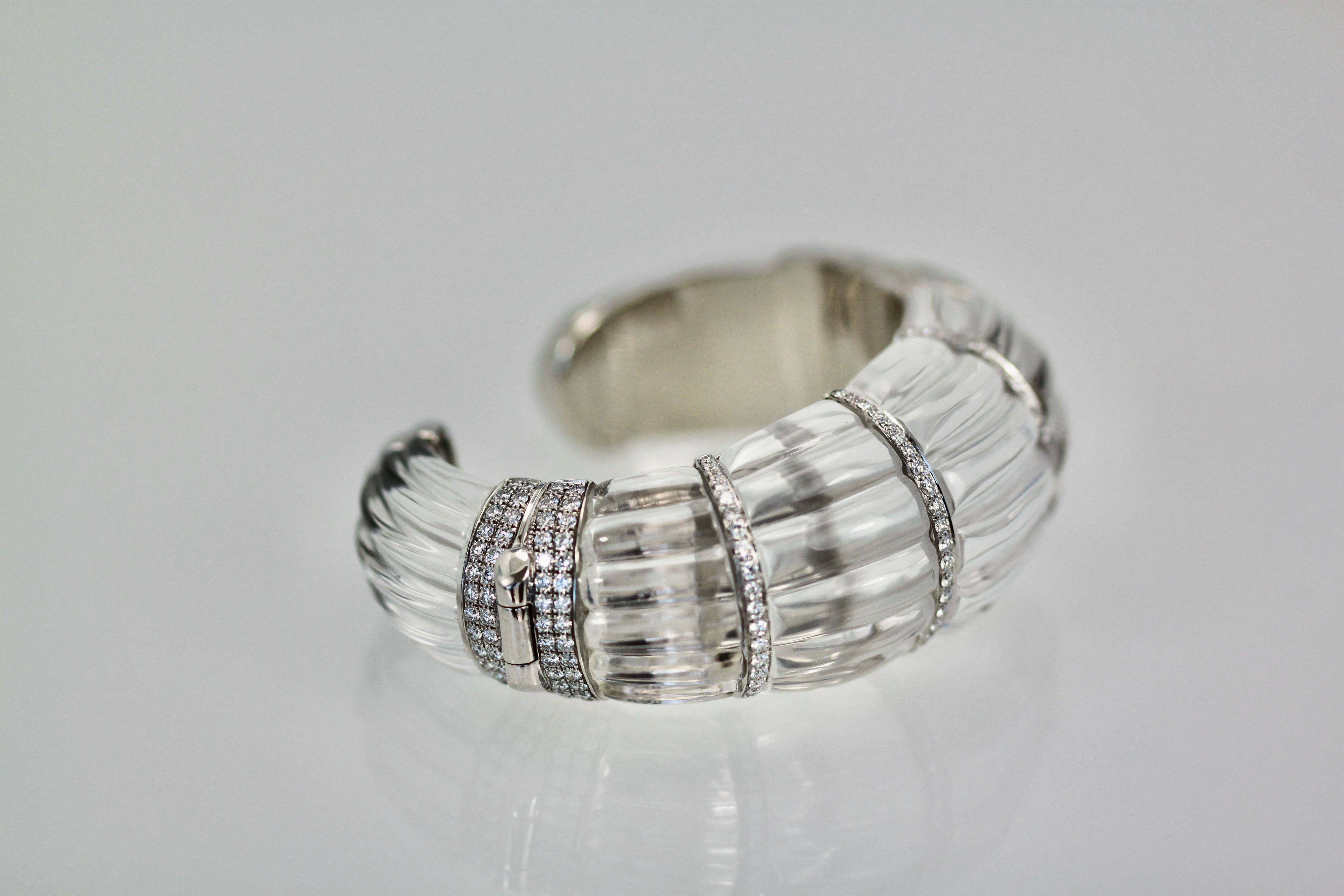 Women's David Webb Rock Crystal Bracelet with Diamonds