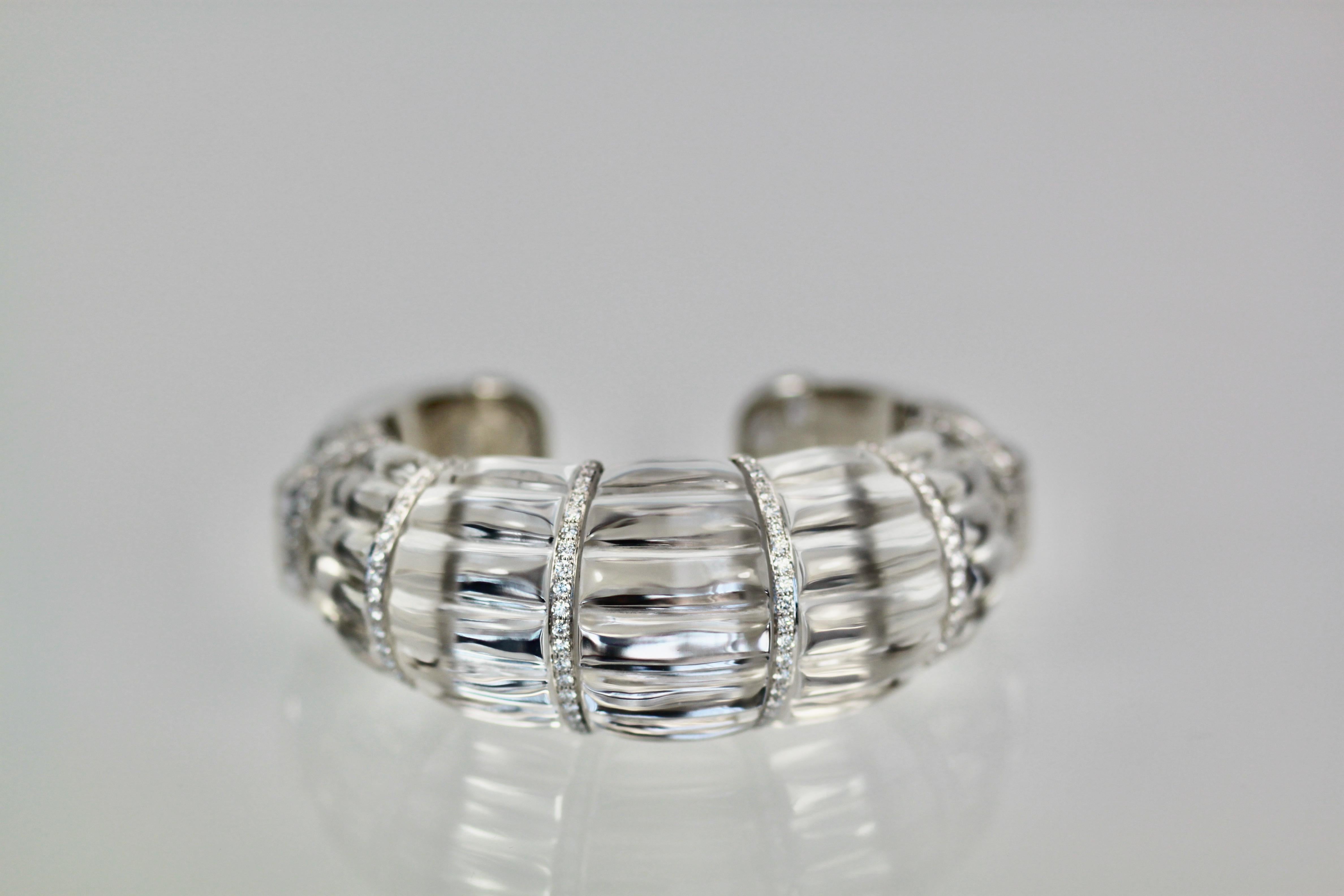 David Webb Rock Crystal Bracelet with Diamonds 1