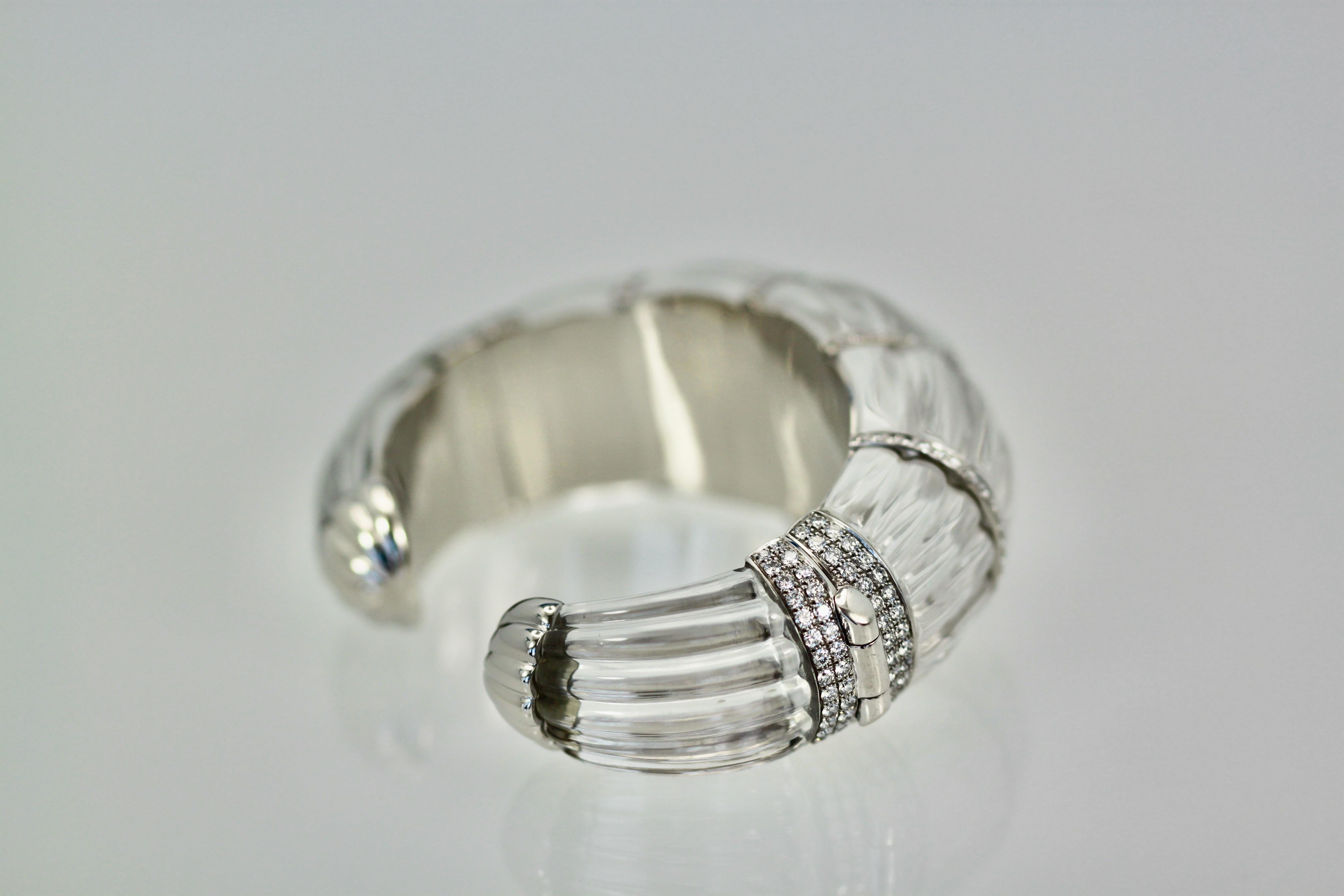 David Webb Rock Crystal Bracelet with Diamonds 2