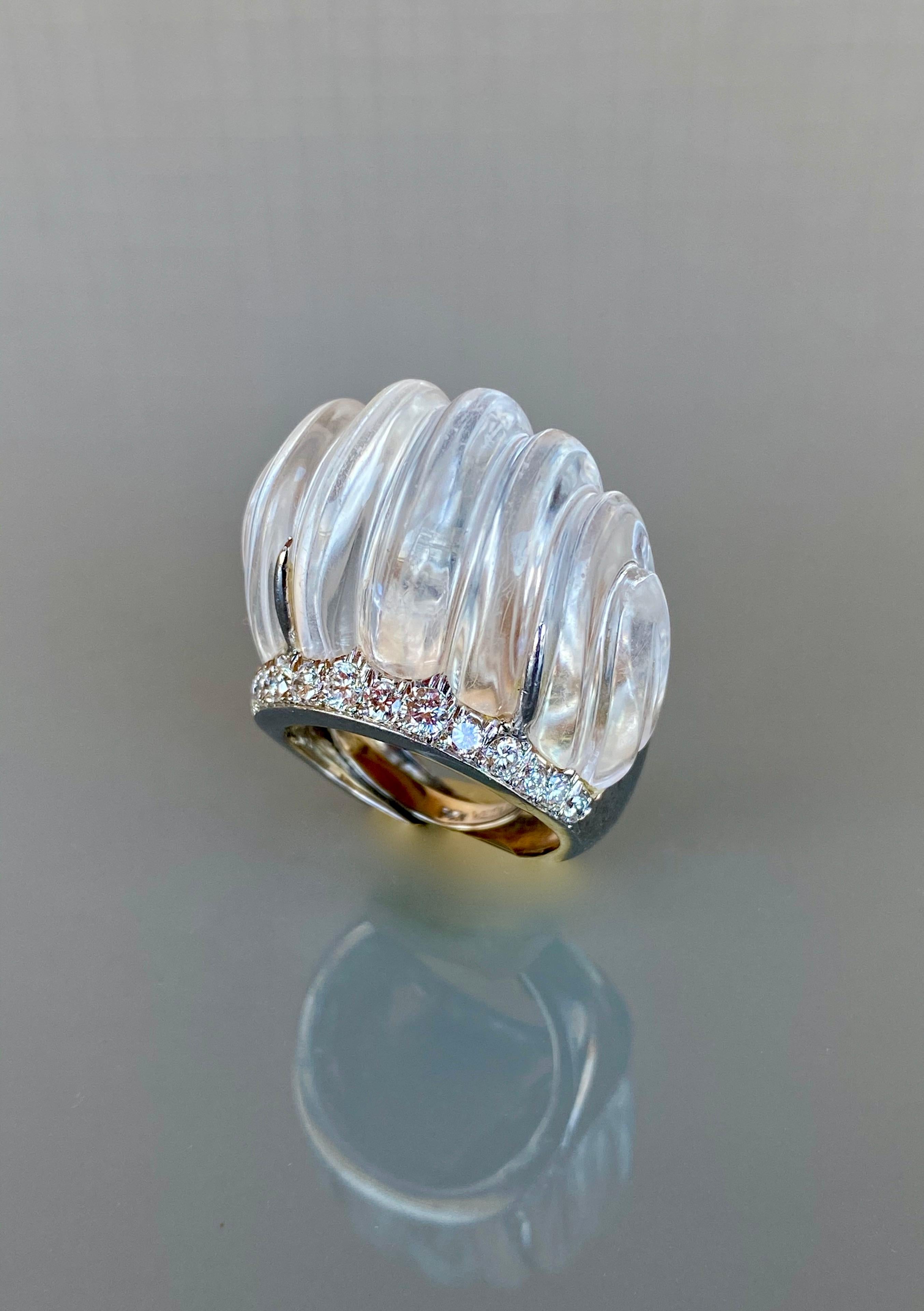 David Webb Bergkristall-Diamantring (Rundschliff)