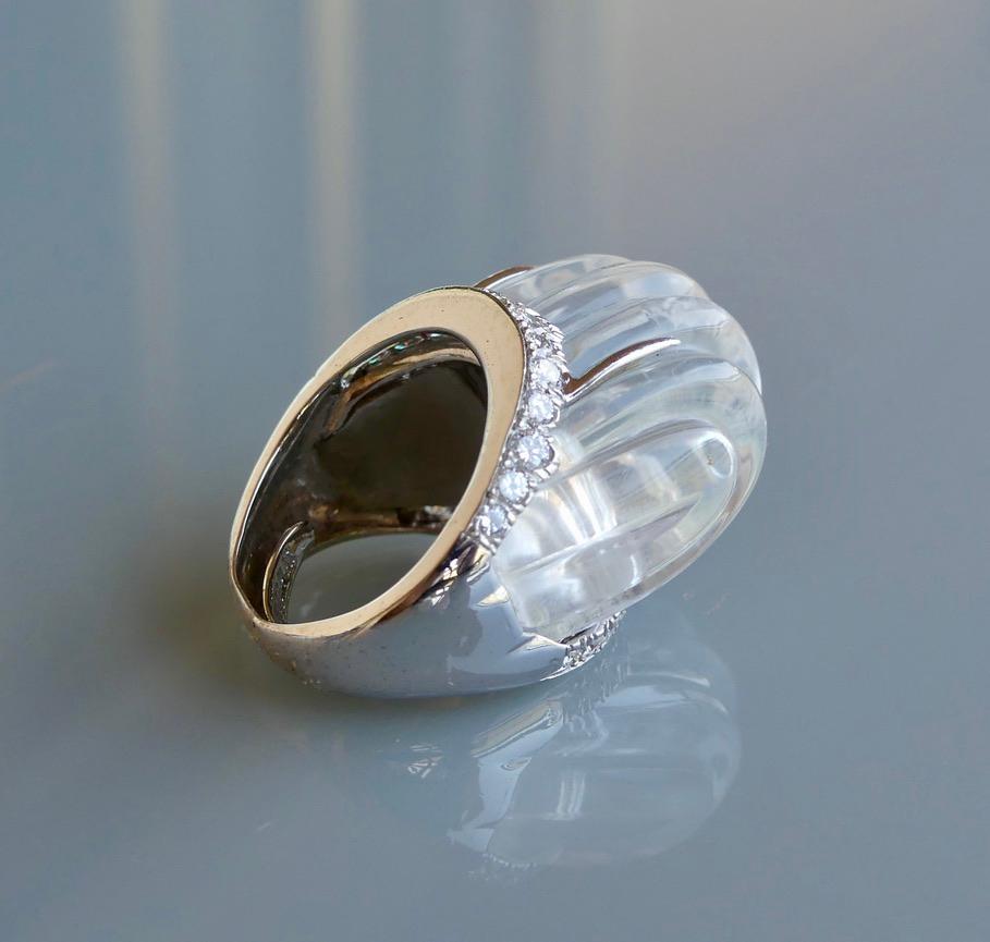 Bague en cristal de roche et diamant David Webb Excellent état - En vente à Bal Harbour, FL