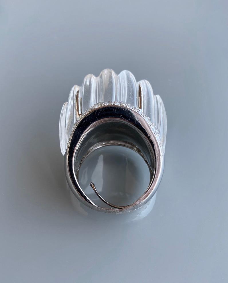 Modern David Webb Rock Crystal Diamond Ring