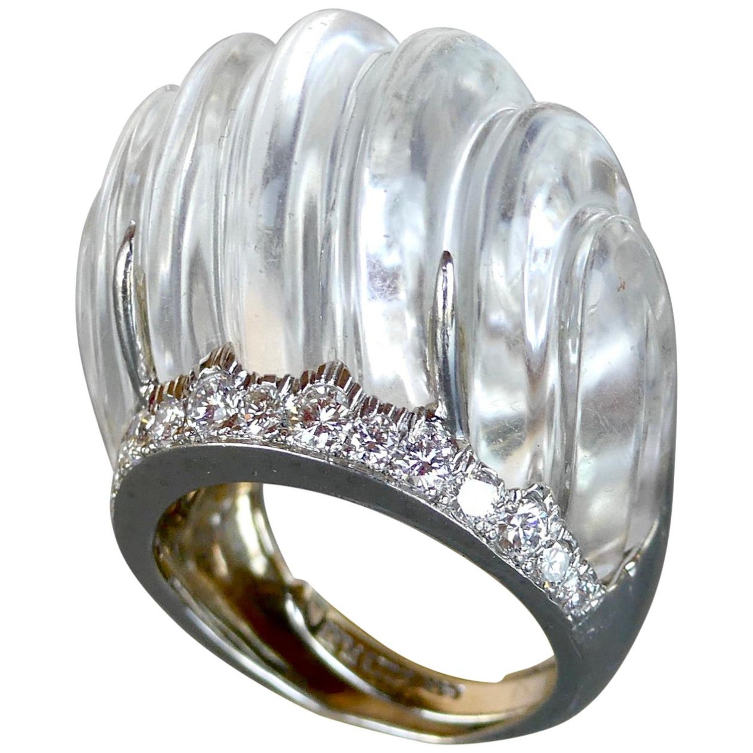 David Webb Rock Crystal Diamond Ring For Sale at 1stDibs