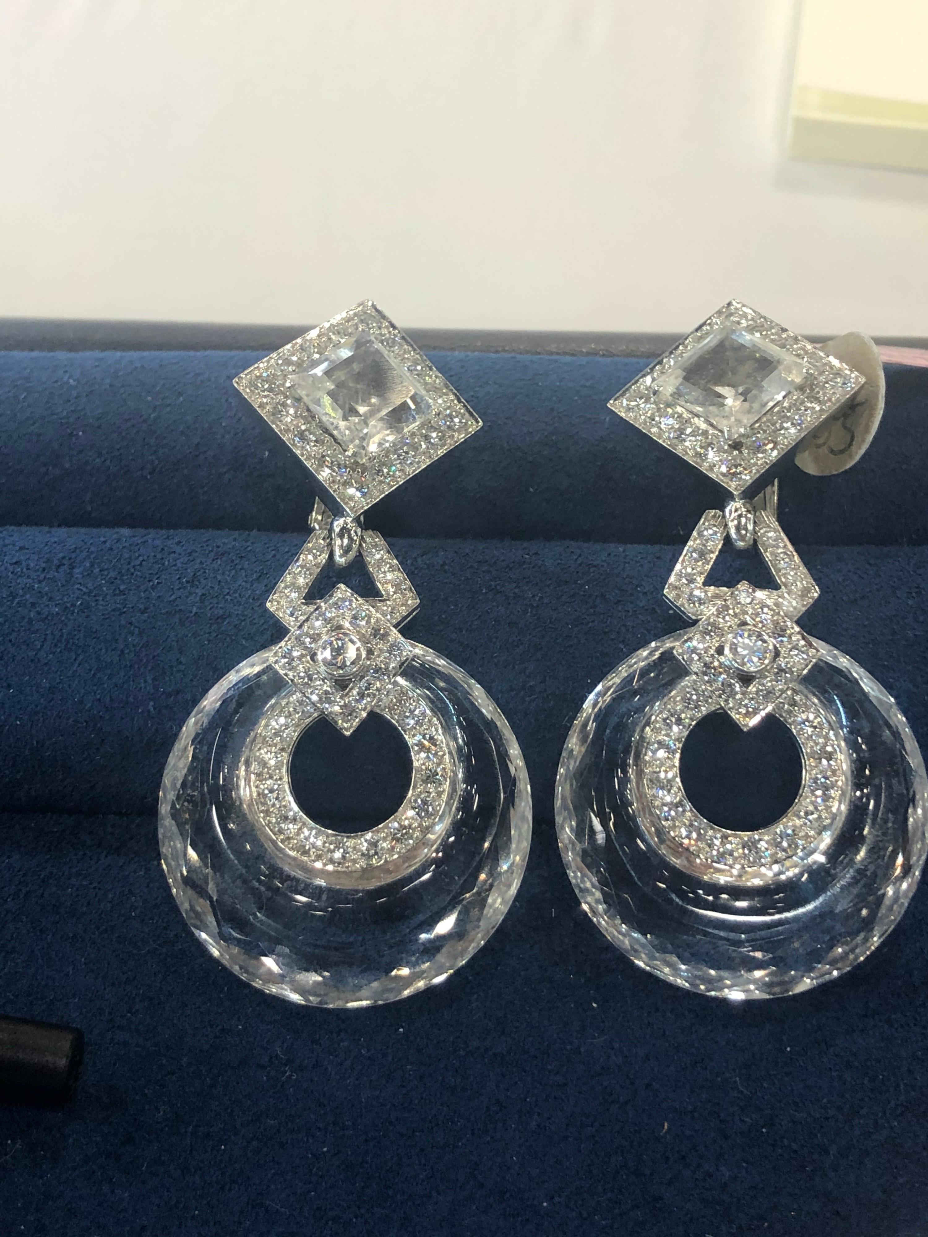 Brilliant Cut David Webb Rock Crystal Earrings For Sale