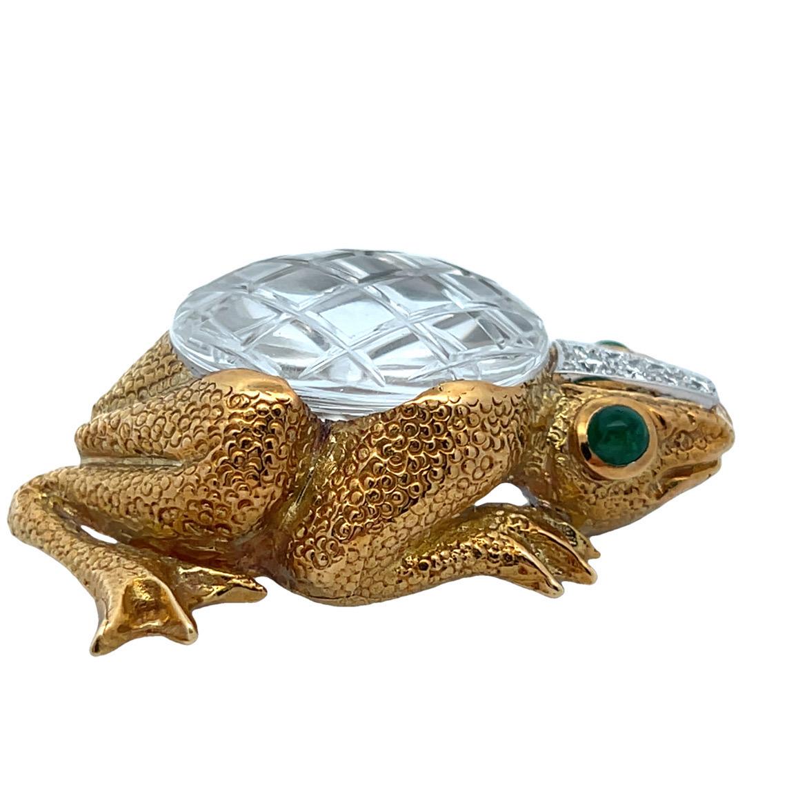 David Webb Rock Crystal Frog Pendant Brooch 9