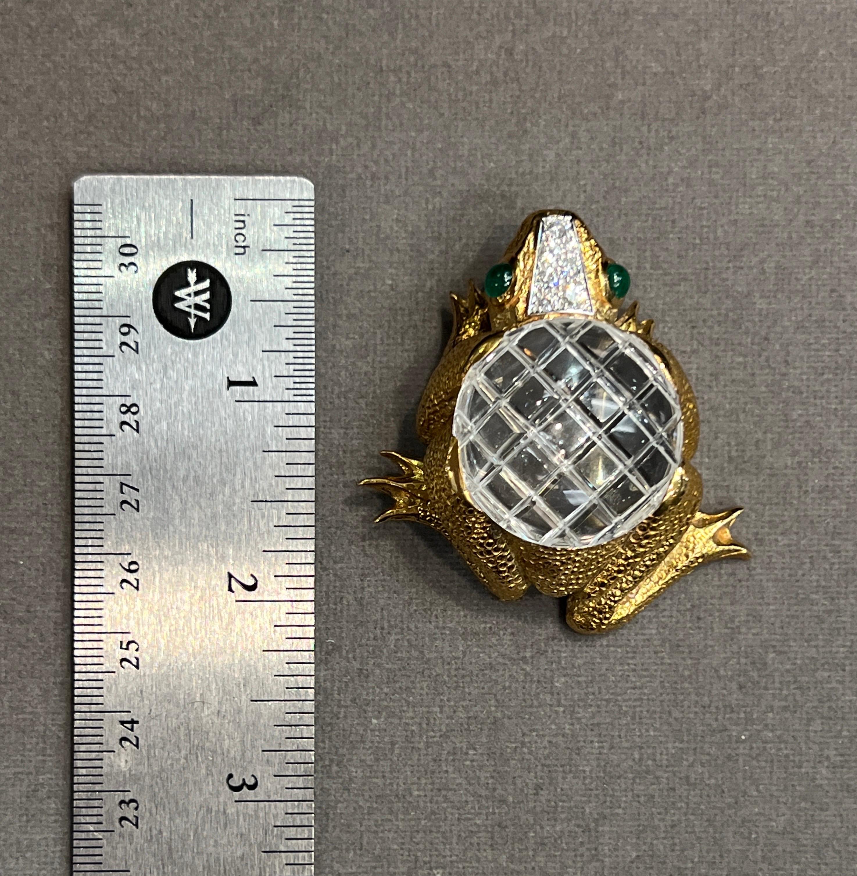Women's David Webb Rock Crystal Frog Pendant Brooch