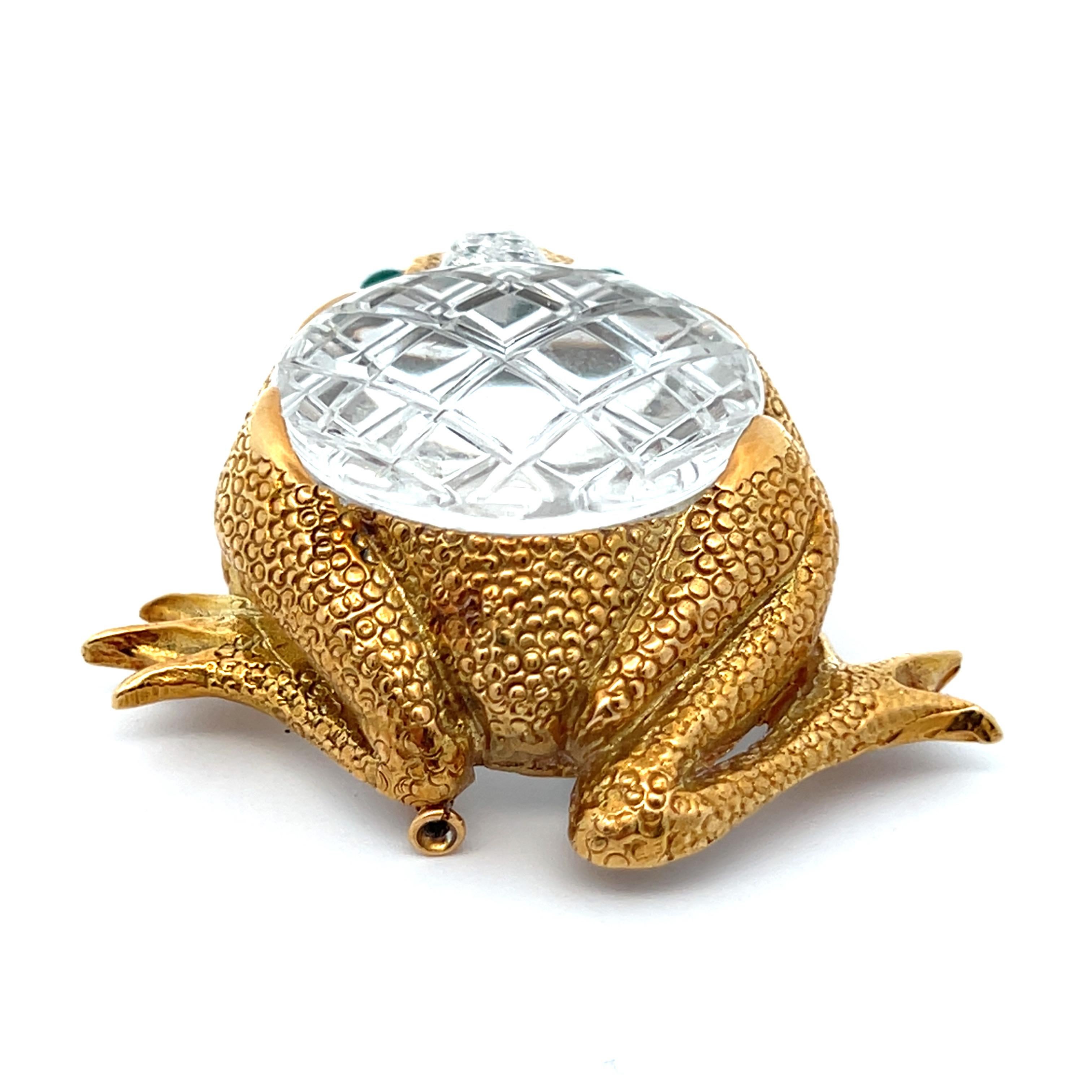 David Webb Rock Crystal Frog Pendant Brooch 4