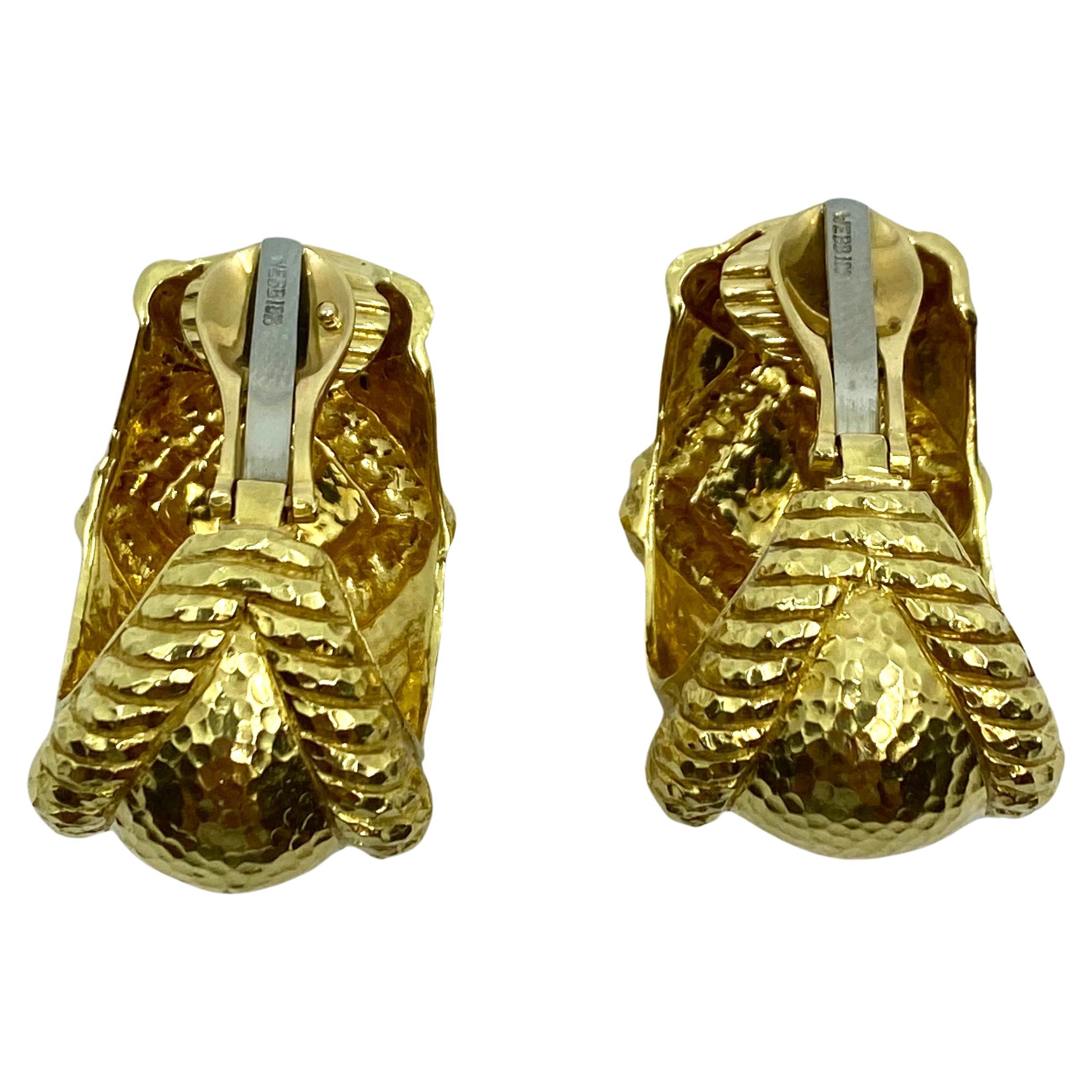 Women's David Webb Rope Design 18k Gold Earrings