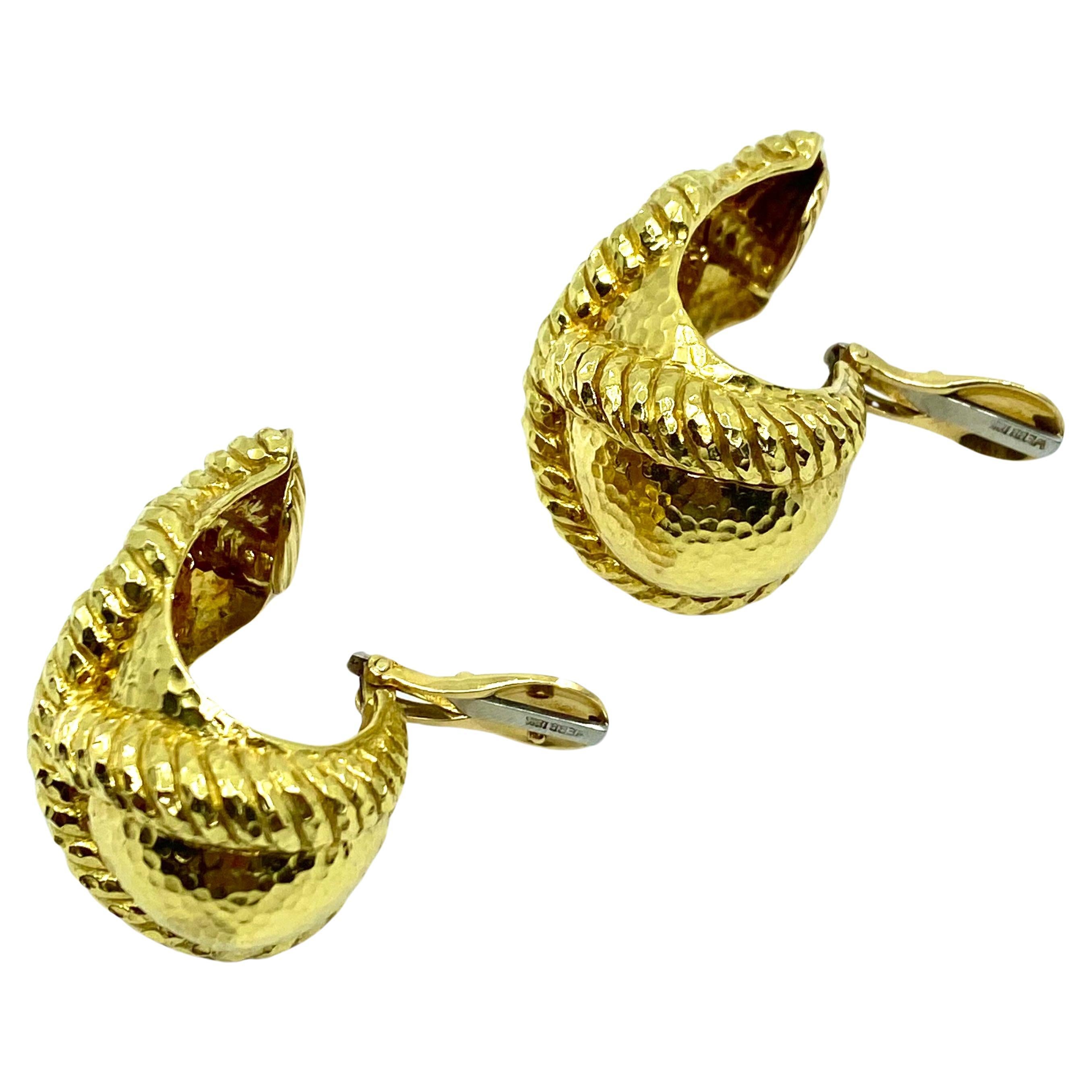 David Webb Rope Design 18k Gold Earrings 1