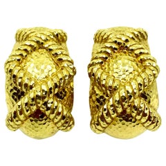 David Webb Rope Design 18k Gold Earrings
