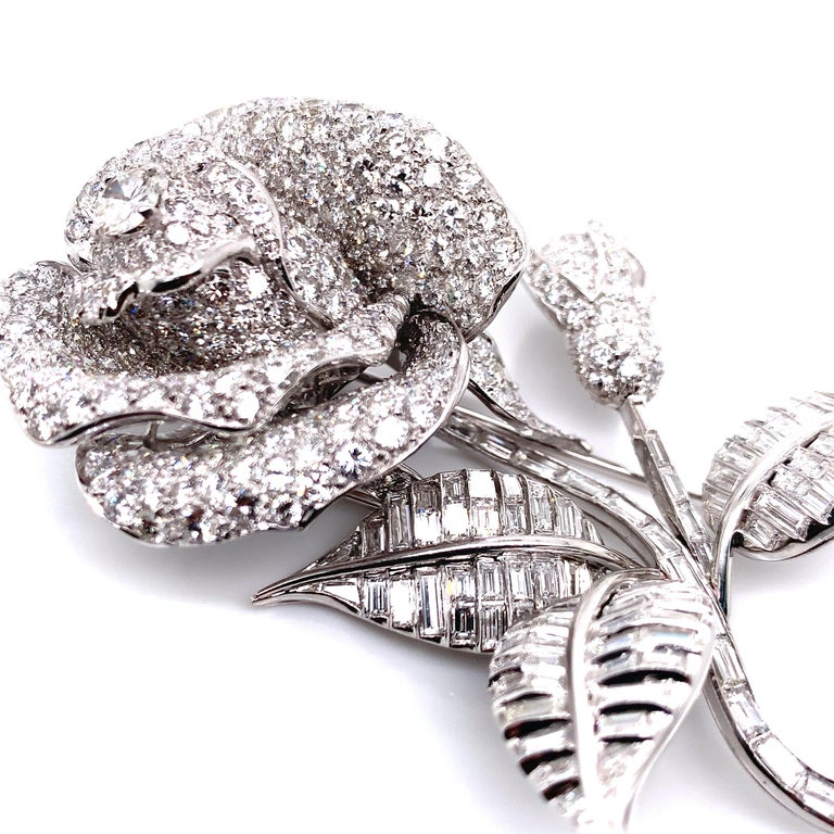 David Webb Diamond Long Stem Flower Brooch – TMW Jewels Co.
