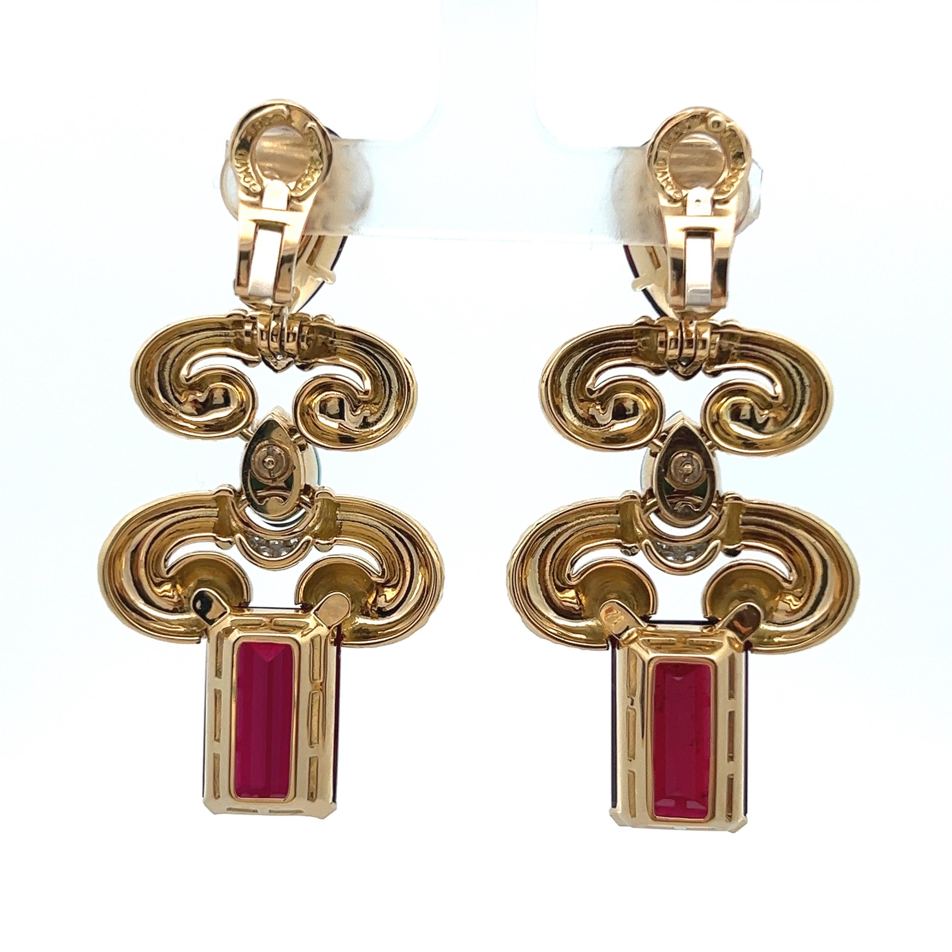 David Webb Set di collana e orecchini con diamanti in rubino e turchesi in vendita 7