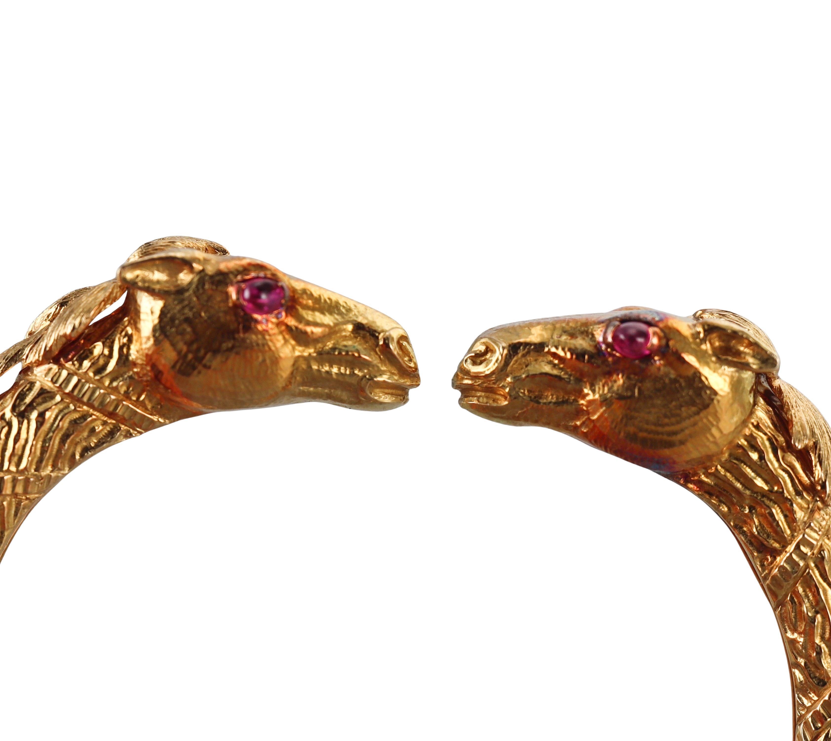 David Webb Ruby 18k Gold Antelope Bracelet For Sale 2