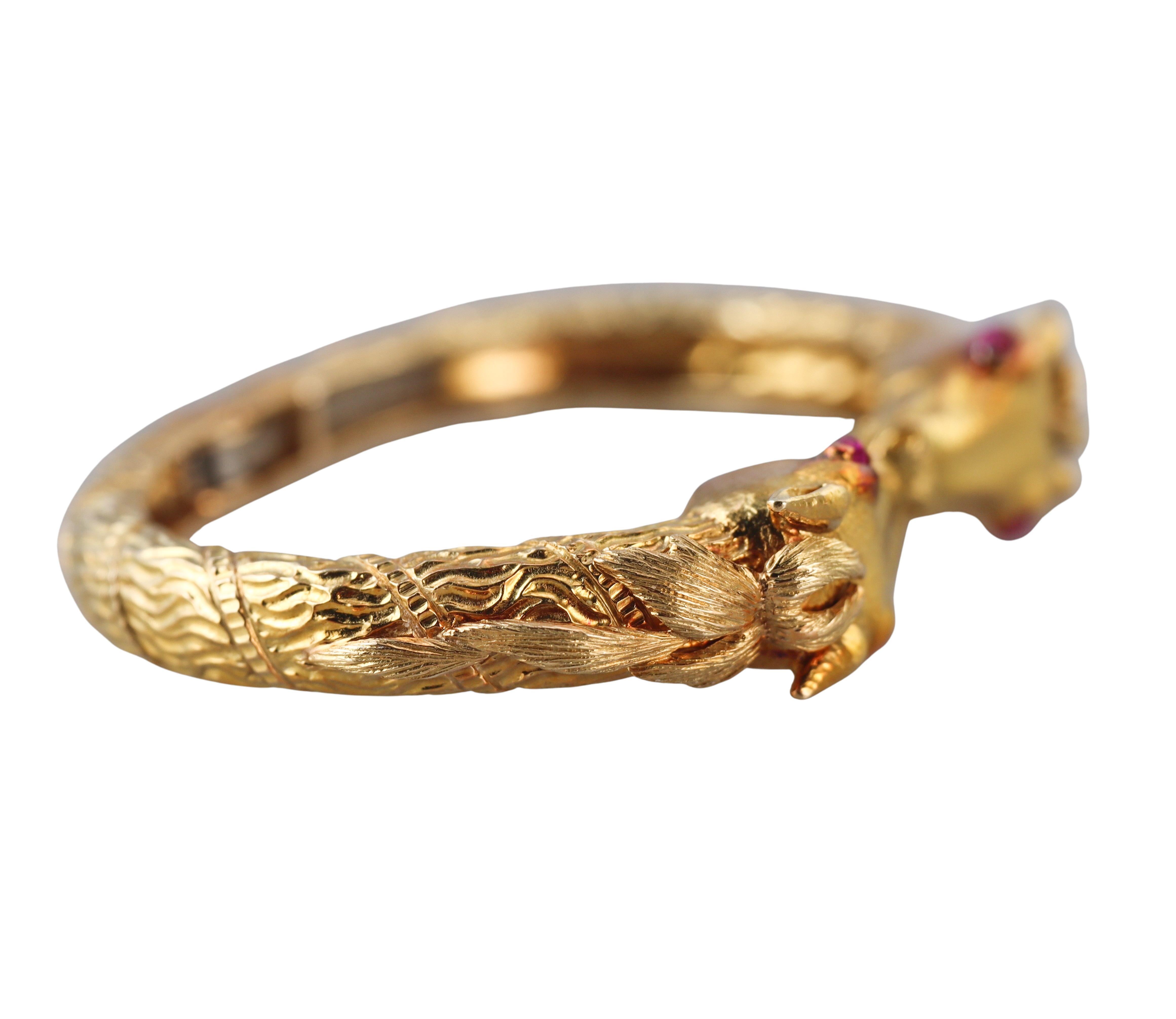 David Webb Ruby 18k Gold Antelope Bracelet For Sale 3