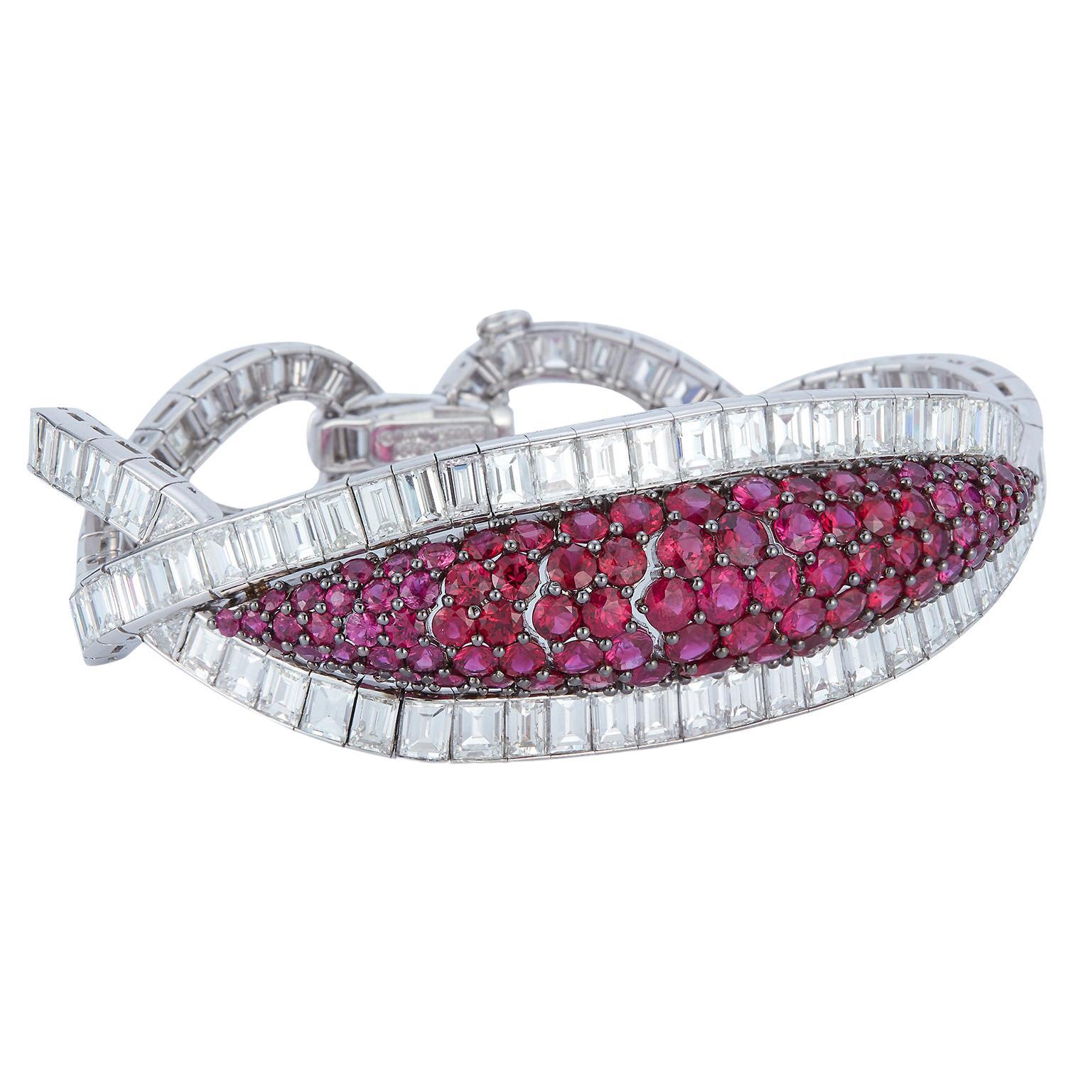 David Webb Rubin- und Diamant-Armband im Angebot