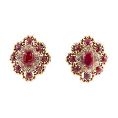 David Webb Ruby and Diamond Clip-On Earrings