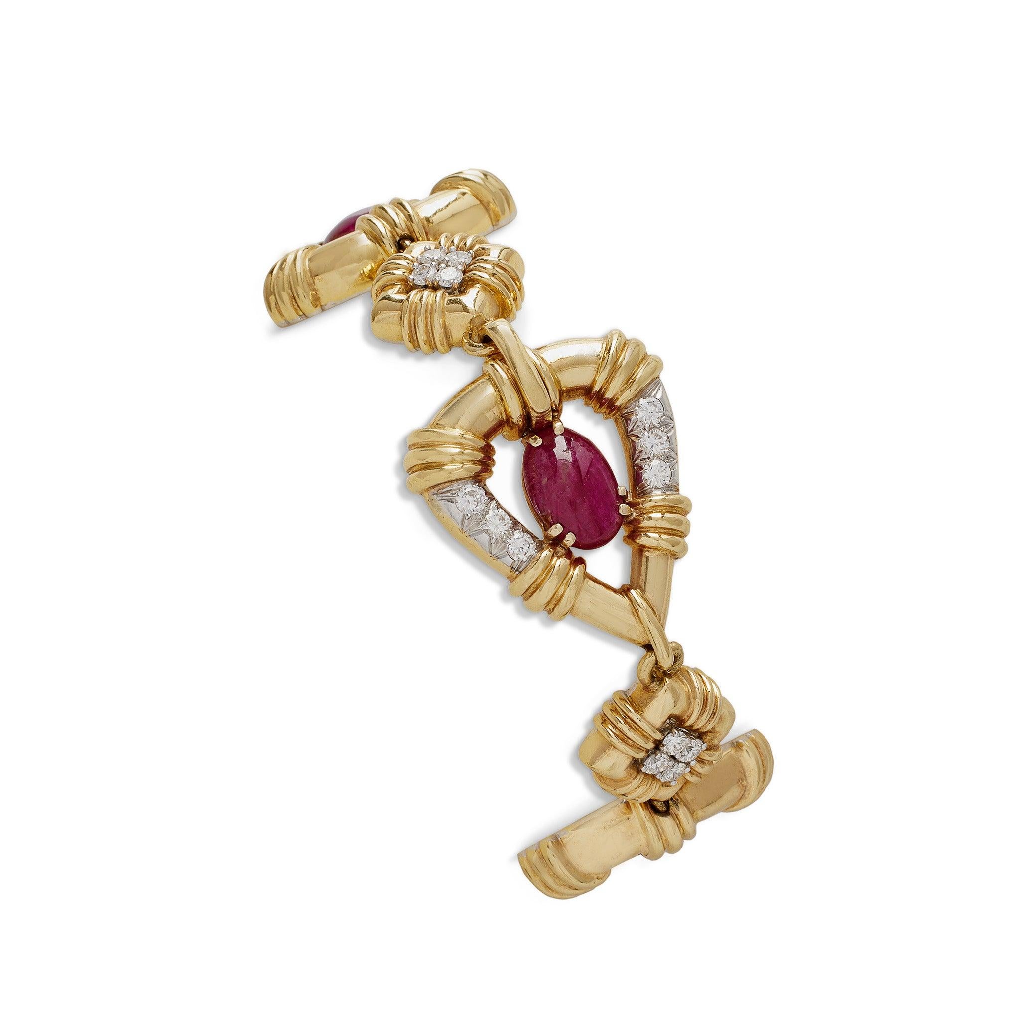 David Webb Ruby and Diamond Convertible Lariat Necklace / Bracelet 2