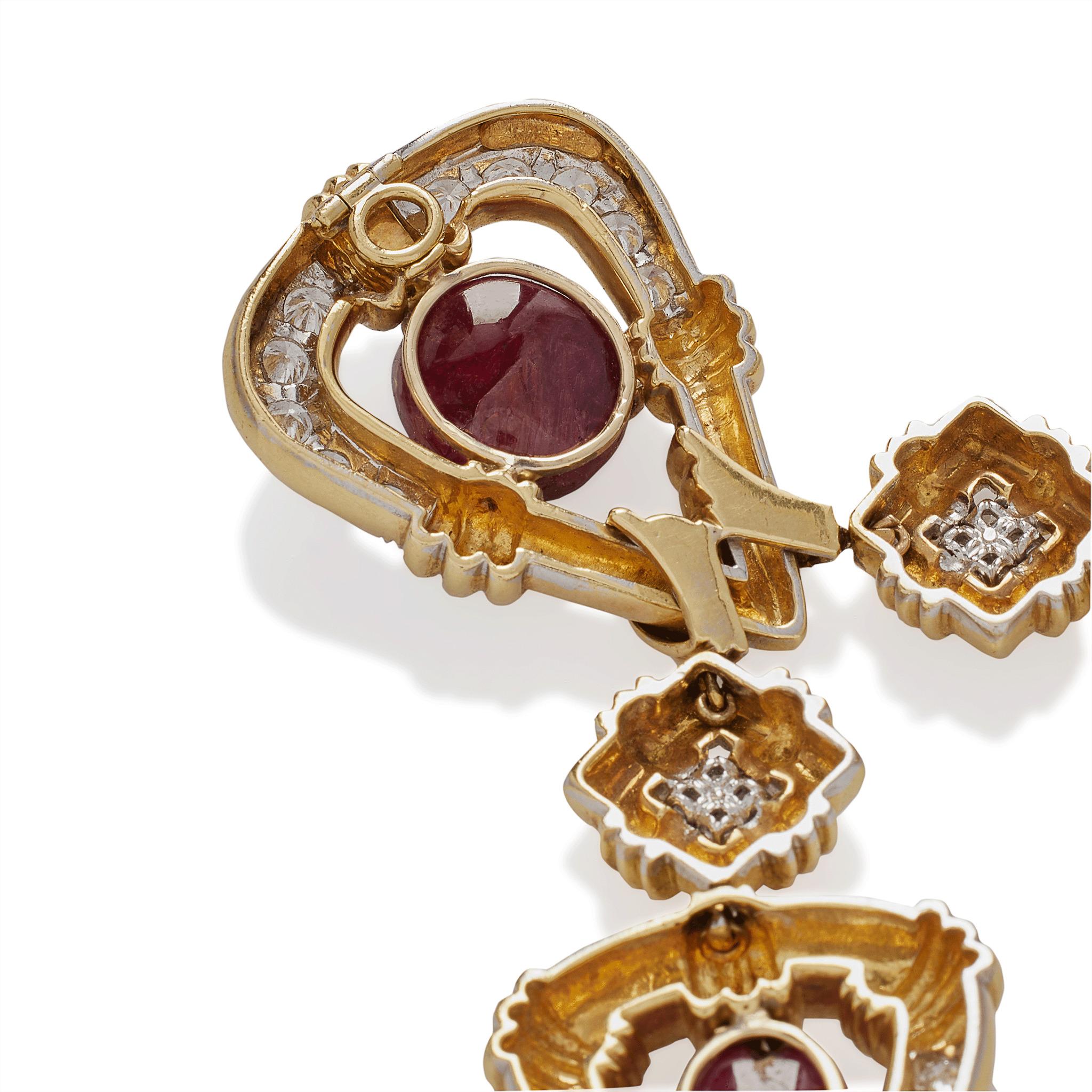 David Webb Ruby and Diamond Convertible Lariat Necklace / Bracelet 3