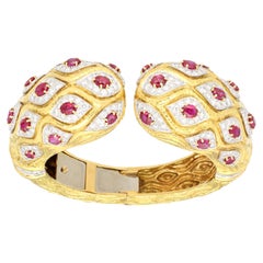 David Webb Ruby and Diamond Cuff Bracelet