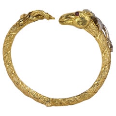 Vintage David Webb Ruby and Diamond Horse Bangle