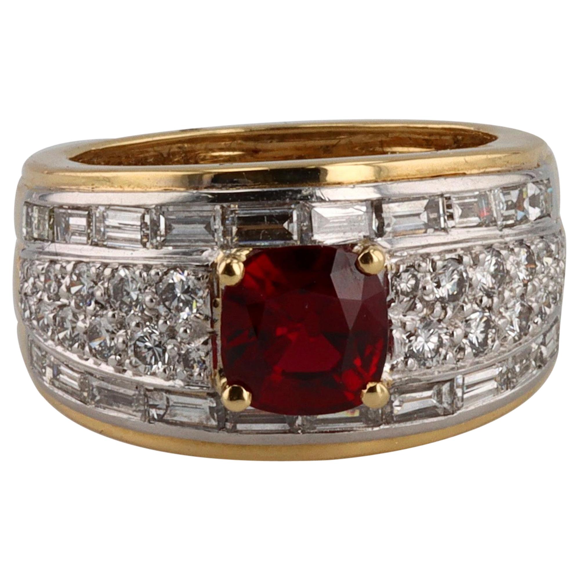David Webb Ruby and Diamond Ring in 18 Karat and Platinum For Sale