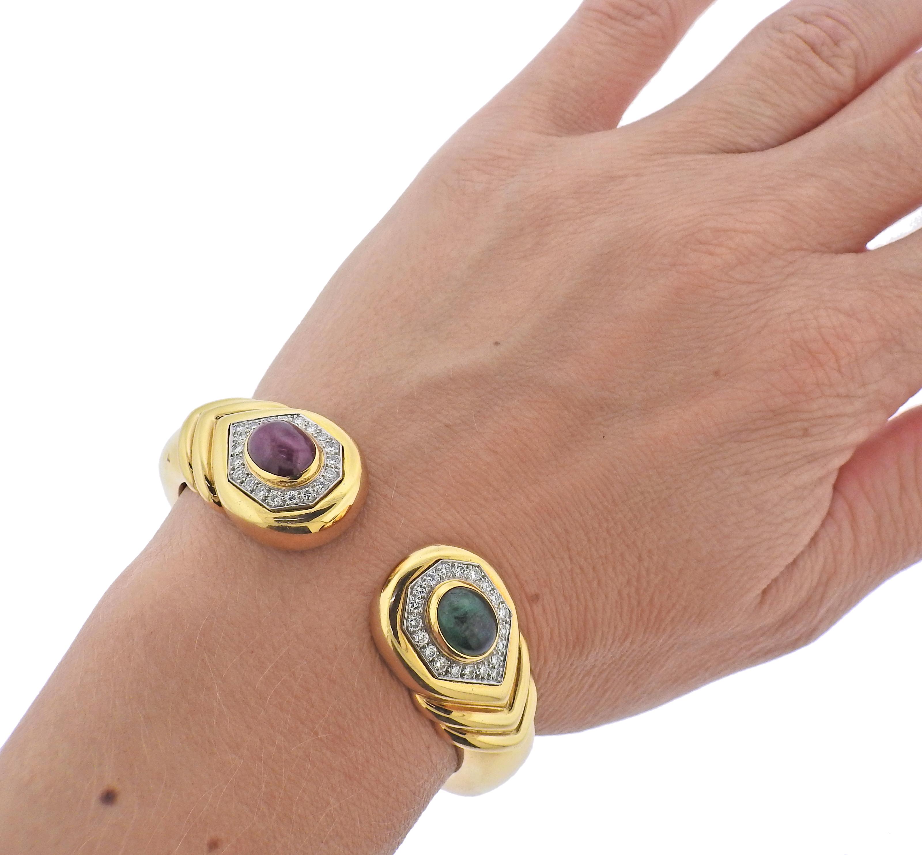David Webb Rubin und Smaragd 1,20 Karat Diamant 18k Gold Platin-Armband für Damen oder Herren