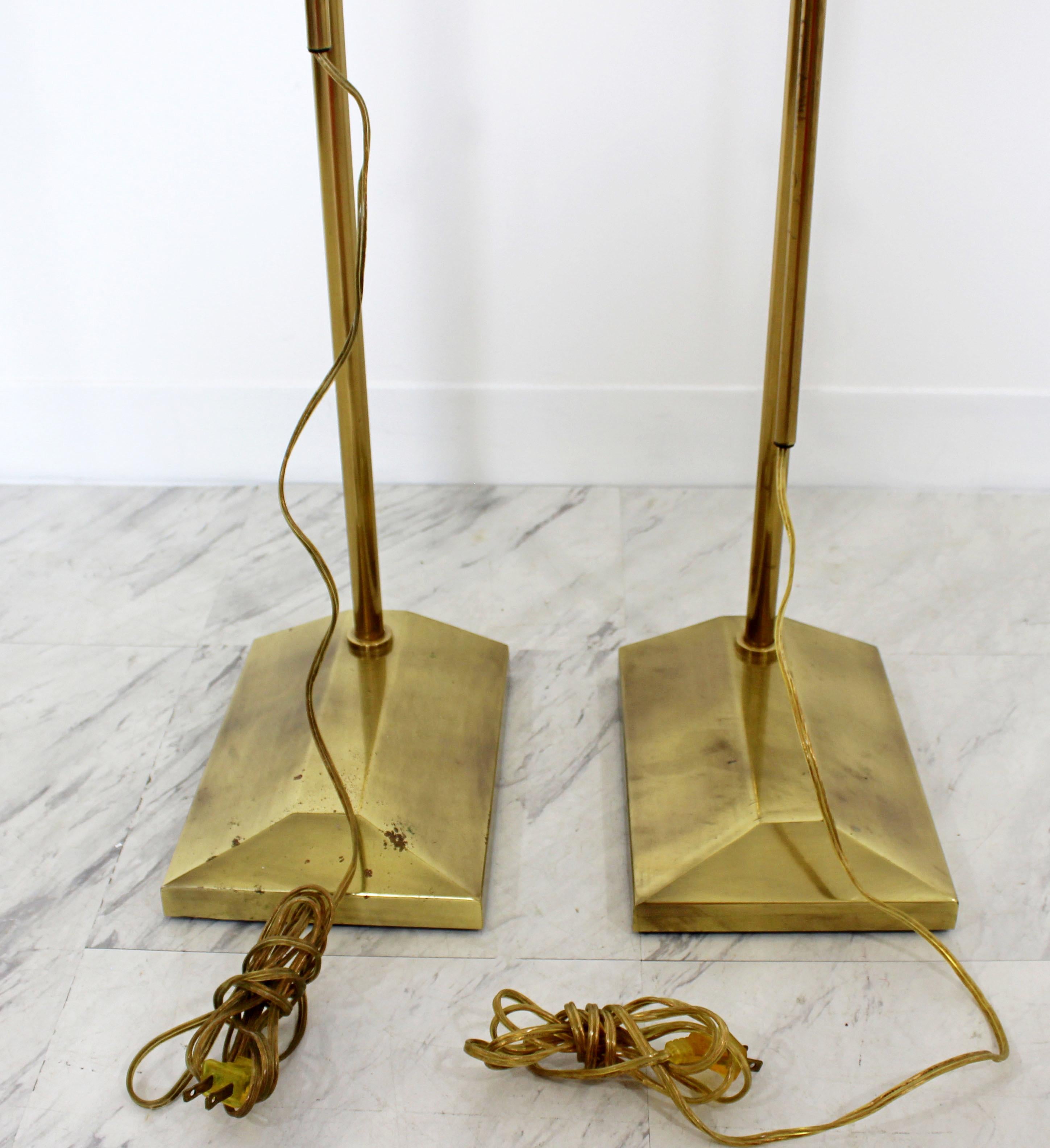 Mid-Century Modern Frederick Cooper Brass Adjustable Pharmacy Floor Lamps, Pair 2
