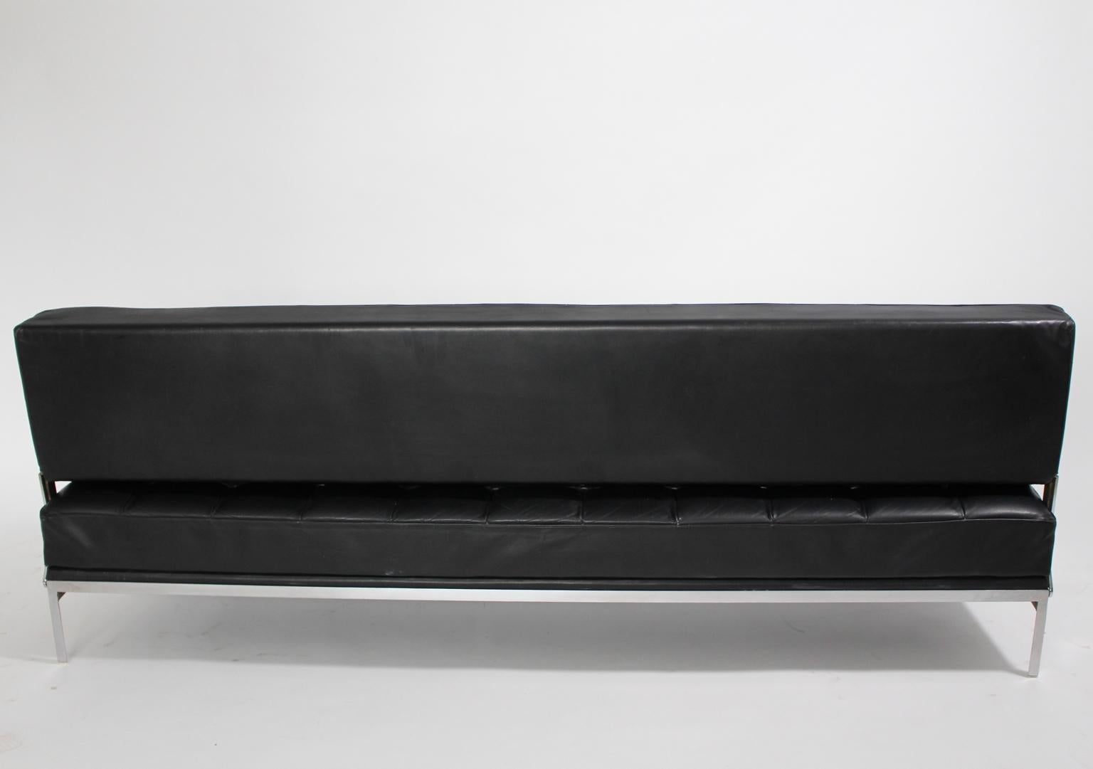 Mid Century Modern Vintage Black Leather Daybed Sofa Johannes Spalt 1961 Vienna For Sale 4