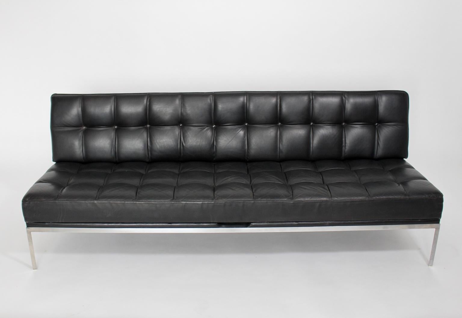 Mid-Century Modern Vintage-Sofa aus schwarzem Leder Johannes Spalt 1961 Wien (Moderne der Mitte des Jahrhunderts) im Angebot