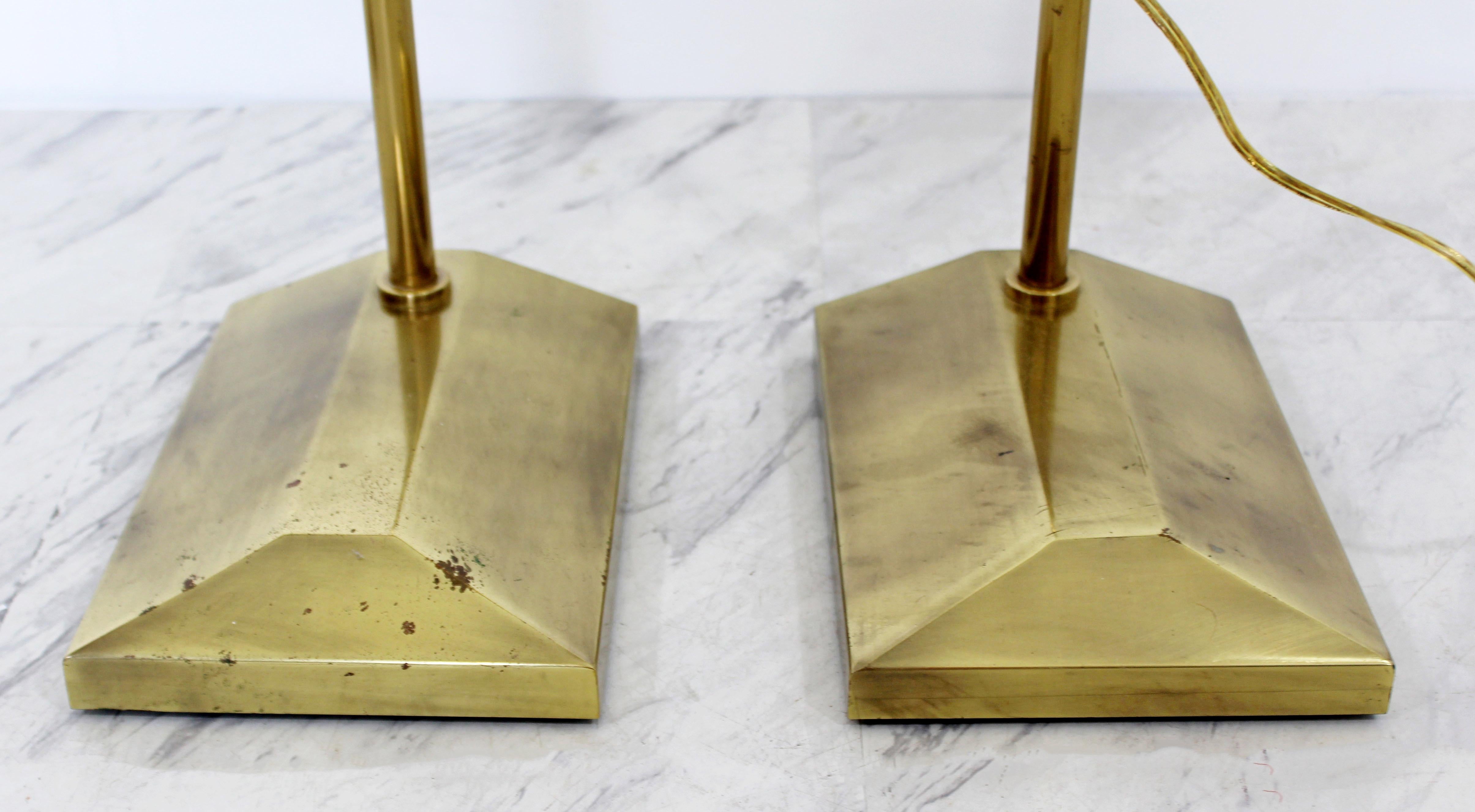 Mid-Century Modern Frederick Cooper Brass Adjustable Pharmacy Floor Lamps, Pair In Good Condition In Keego Harbor, MI