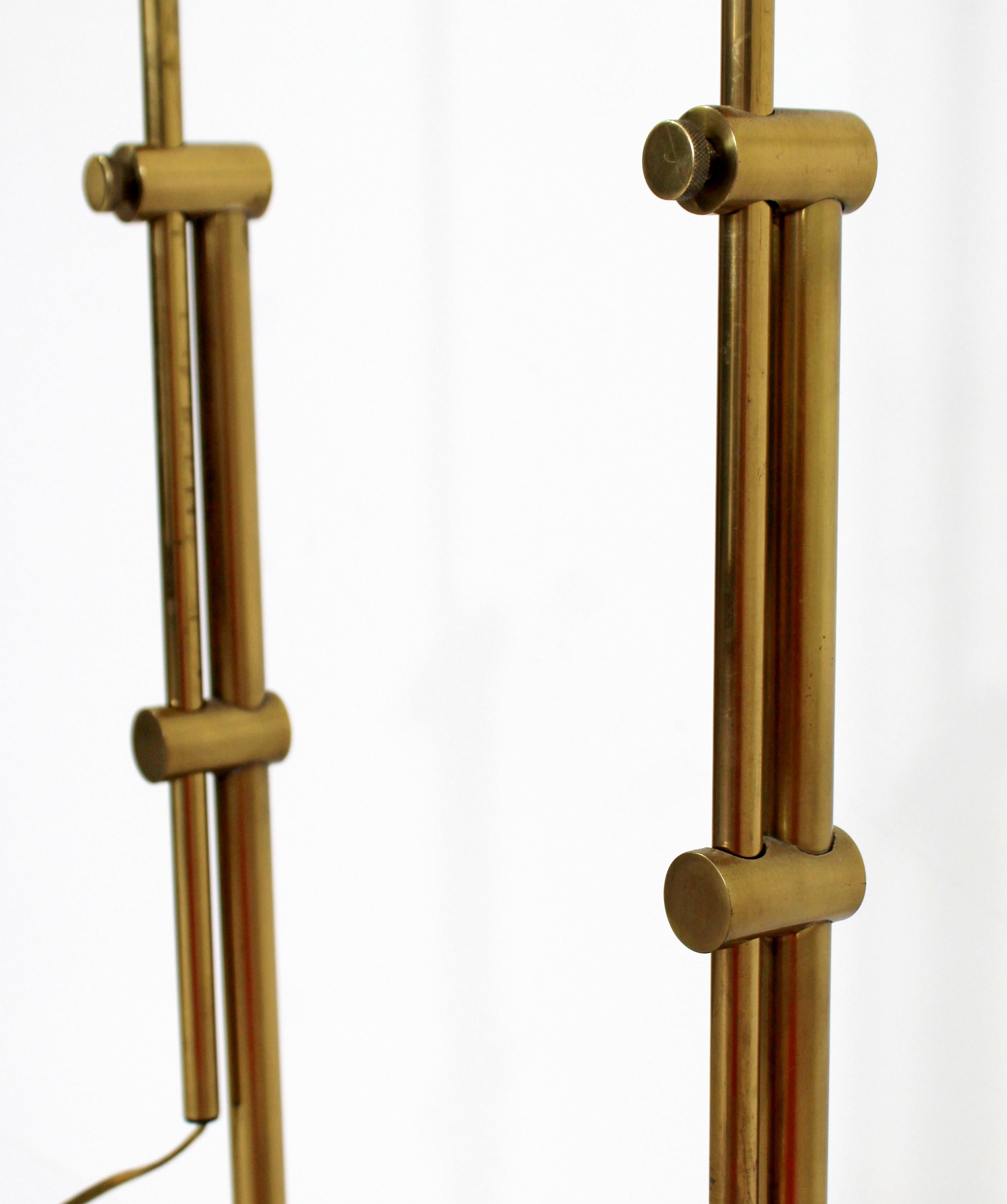 Late 20th Century Mid-Century Modern Frederick Cooper Brass Adjustable Pharmacy Floor Lamps, Pair