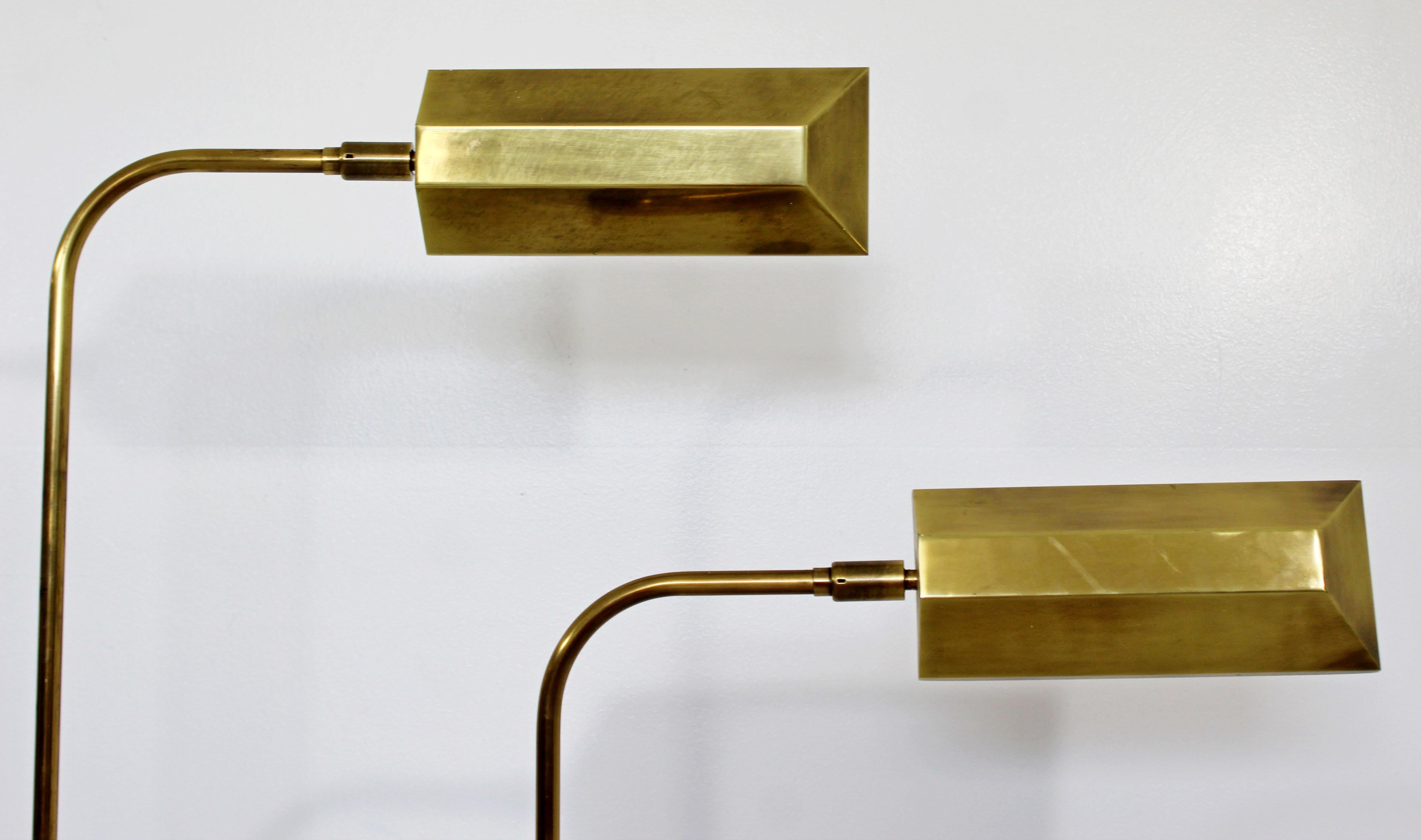 Mid-Century Modern Frederick Cooper Brass Adjustable Pharmacy Floor Lamps, Pair 1