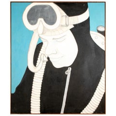 Pat Jensen, Oil on Canvas, "Scuba Diver, " circa 1963