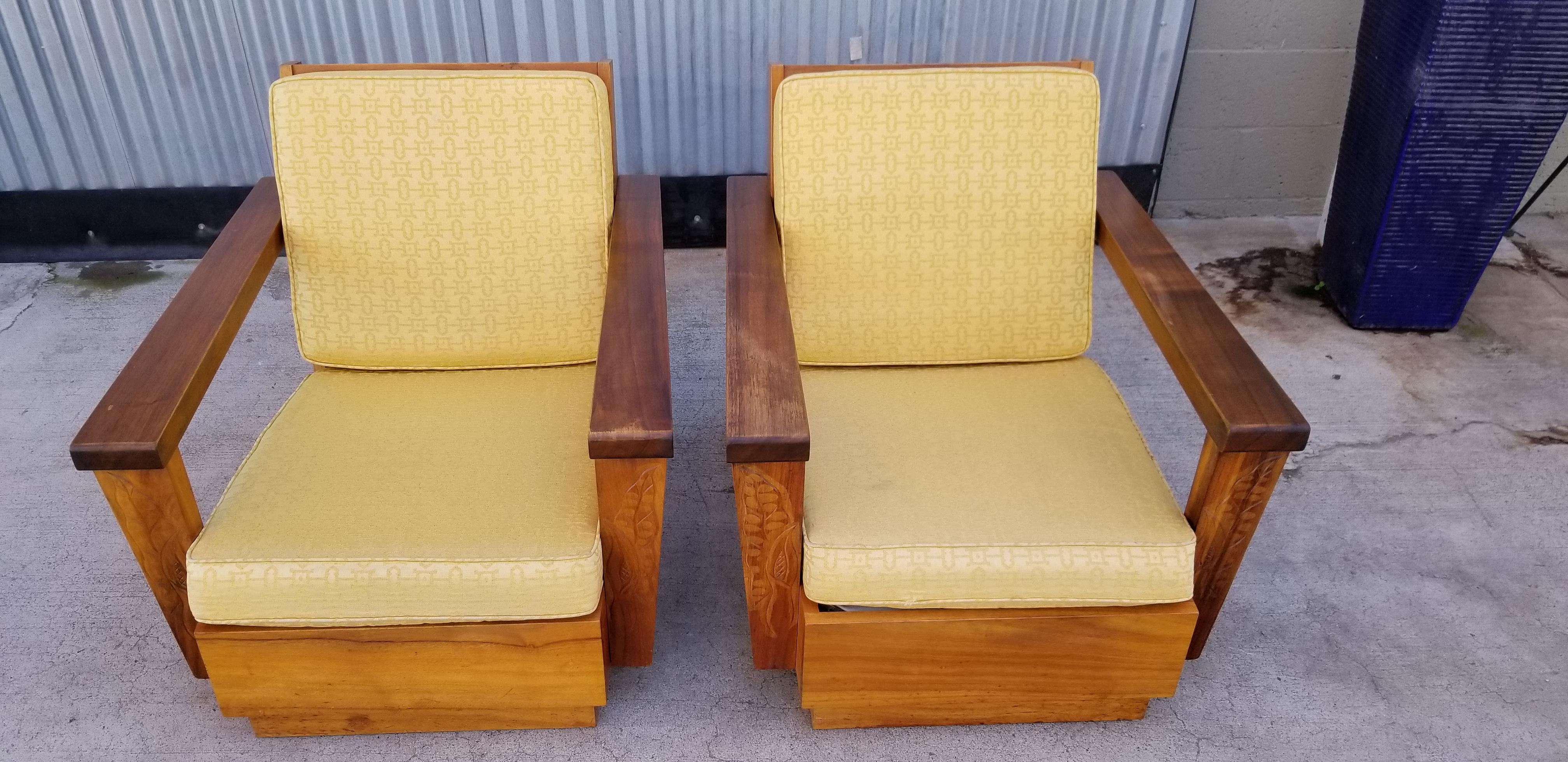 Lounge Chairs Hand Carved in Solid Koa 3