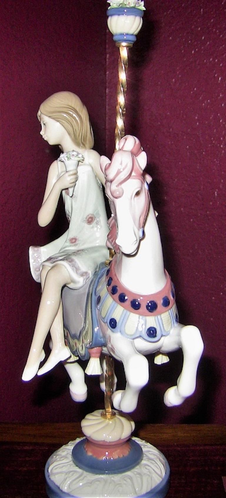 Porcelain Lladro Retired Boy and Girl on Carousel