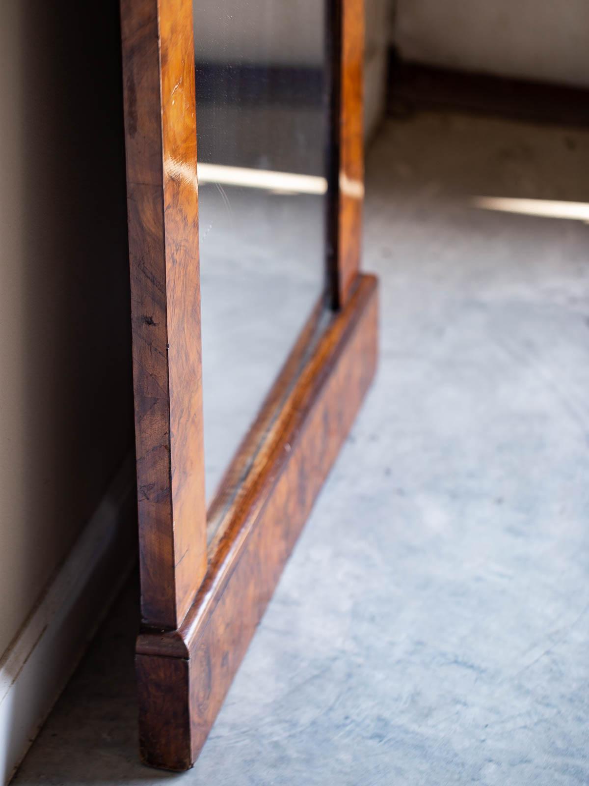 Tall Antique German Biedermeier Walnut Mirror circa 1830 7